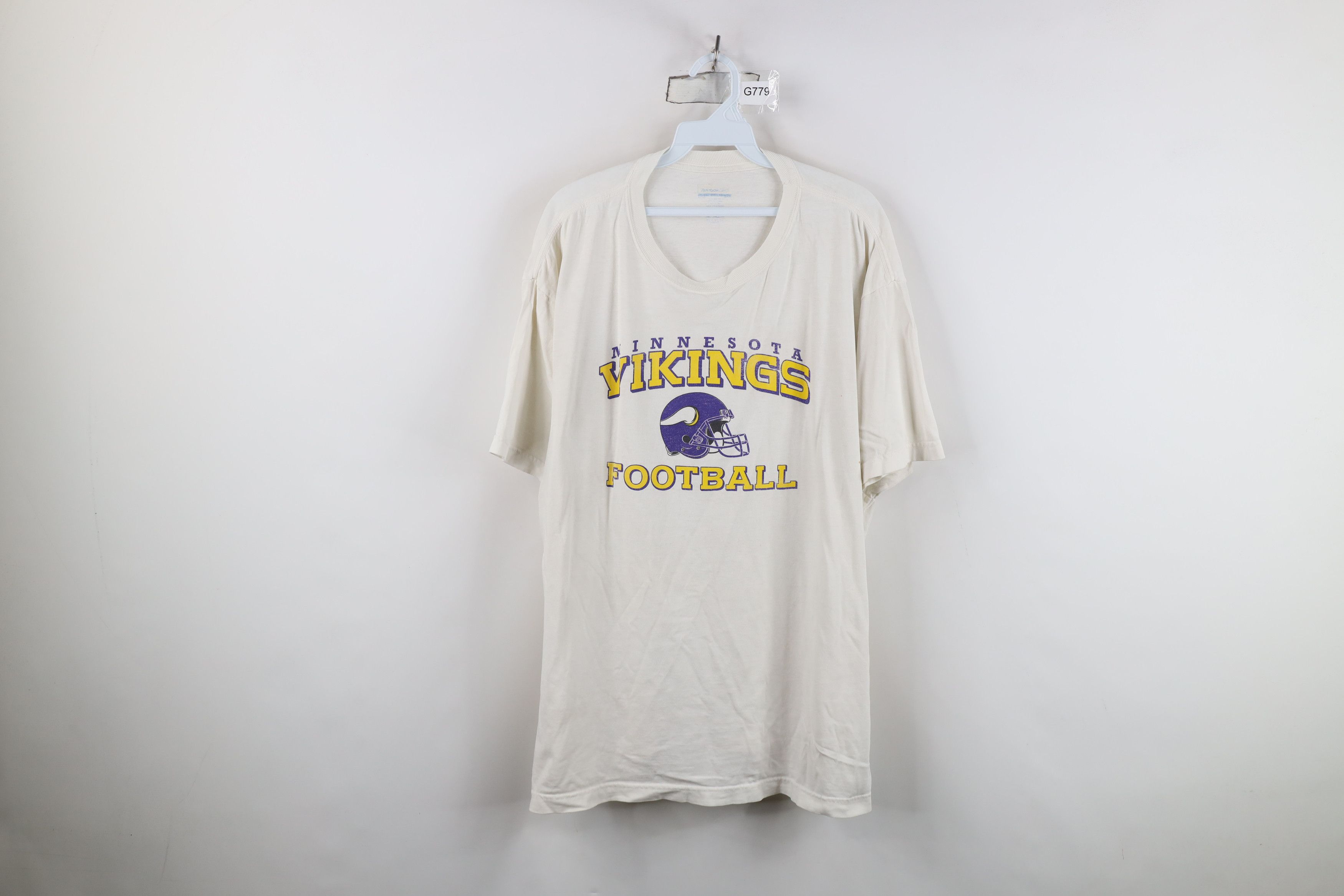 Reebok Vintage Reebok Minnesota Vikings Football T-Shirt White Size US XL / EU 56 / 4 - 1 Thumbnail