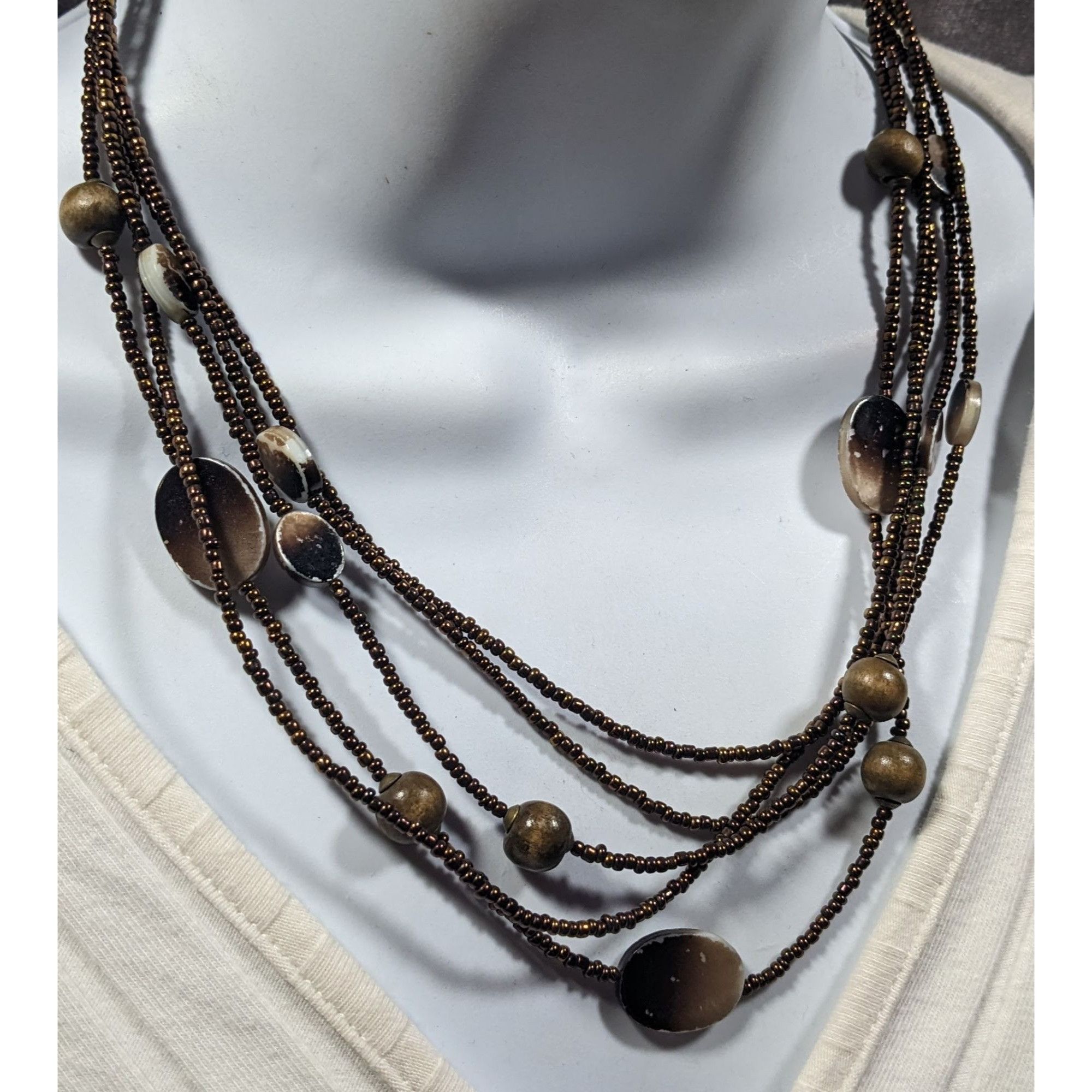 Other Bohemian Retro Multilayer Glass And Shell Beaded Necklace Size ONE SIZE - 4 Thumbnail