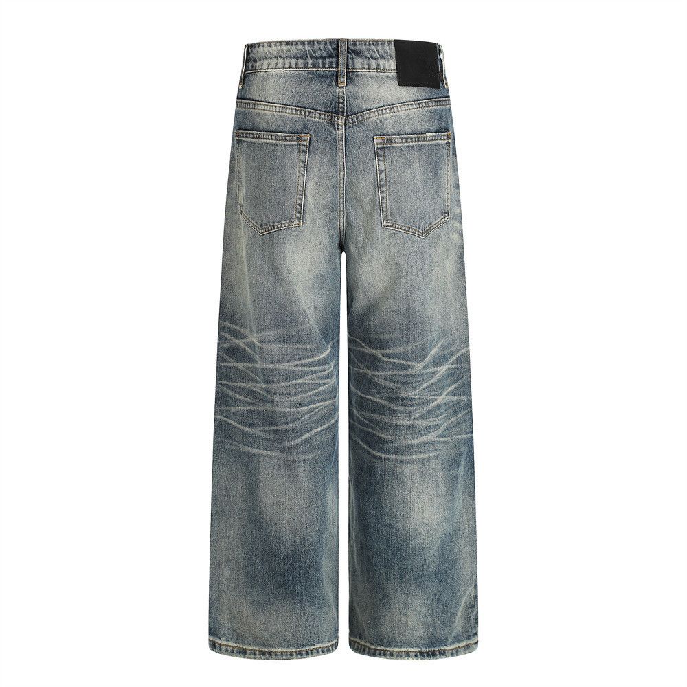 Vintage Men's Punk Retro Loose-Fit Wide-Leg Washed Jeans Size US 32 / EU 48 - 2 Thumbnail