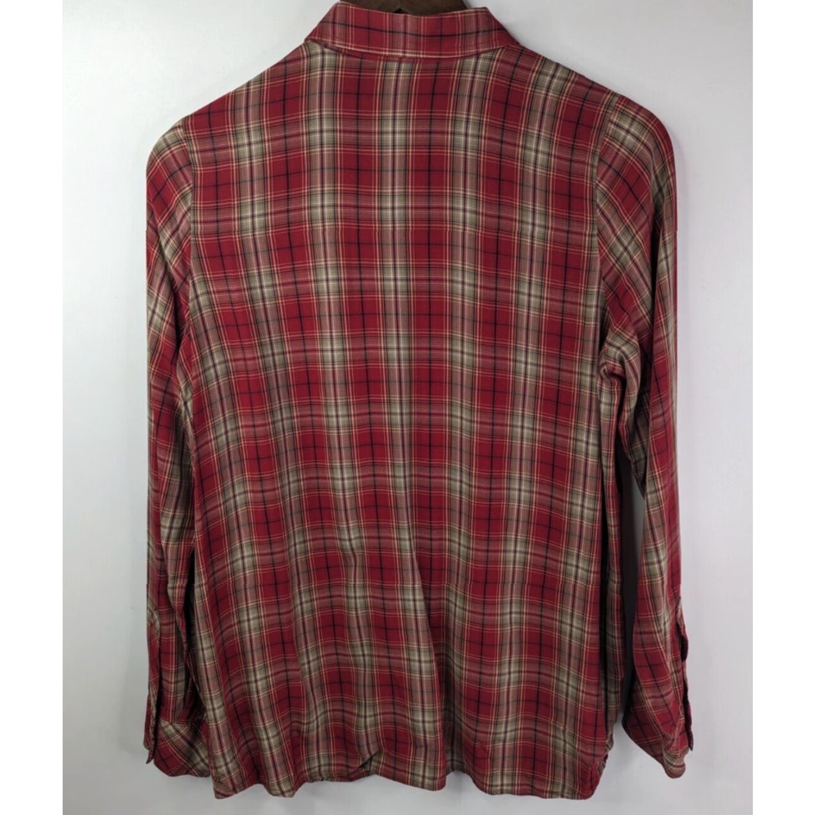 J. Jill J Jill Blouse Shirt Women’s Small Red Tartan Plaid Long Sleeve Button Up Rayon Size S / US 4 / IT 40 - 3 Thumbnail