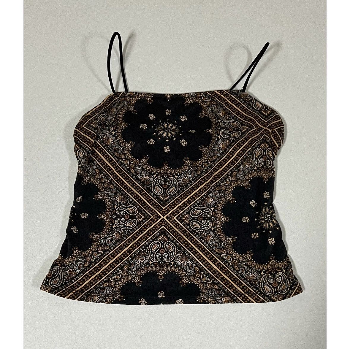 Vintage Black Bandana Paisley Tank Top Shirt Cami Camisole Size S 🖤 Size S / US 4 / IT 40 - 1 Thumbnail