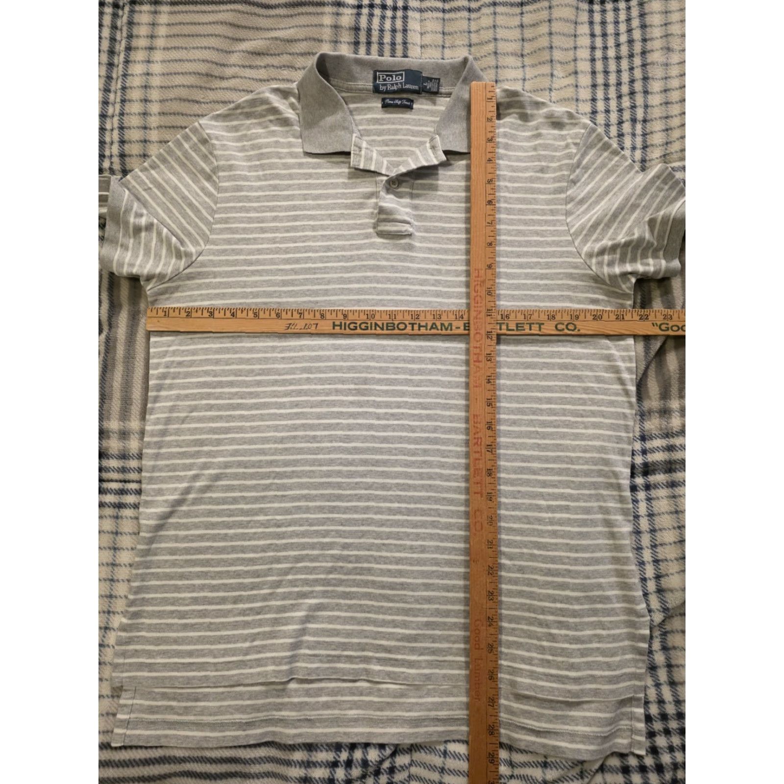 Polo Ralph Lauren VINTAGE Polo Ralph Lauren Polo Shirt Striped Gray White Men's Large Short Sleeve Casual Size US L / EU 52-54 / 3 - 7 Thumbnail