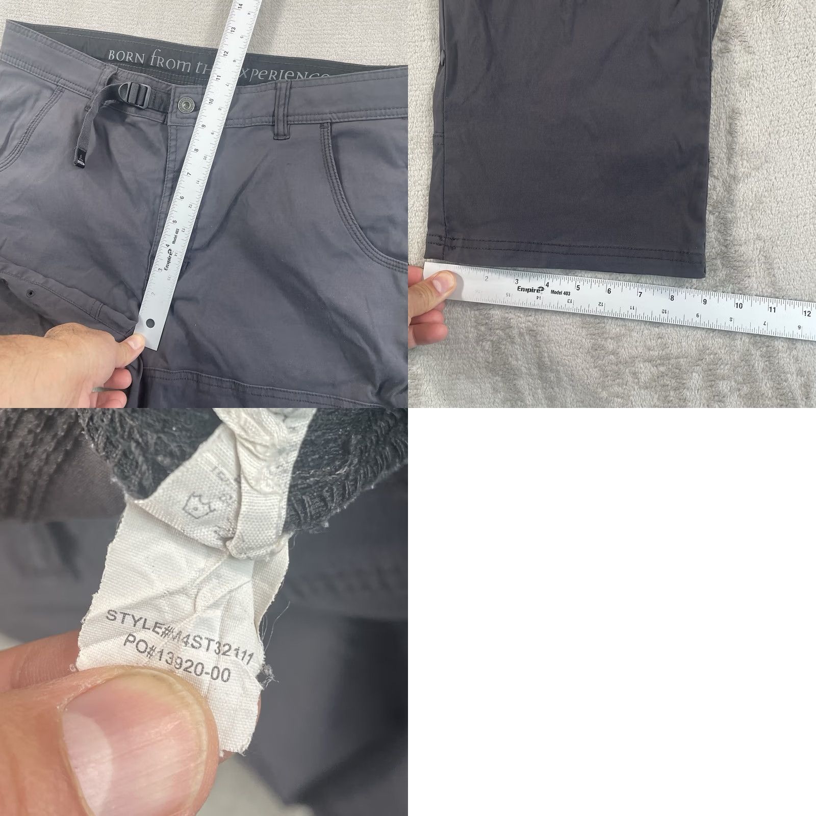 Prana prAna Stretch Zion Straight Pants Men Large 36x32 Gray Cargo 5-Pocket Belted Stretch Nylon Spandex Size US 36 / EU 52 - 8 Thumbnail