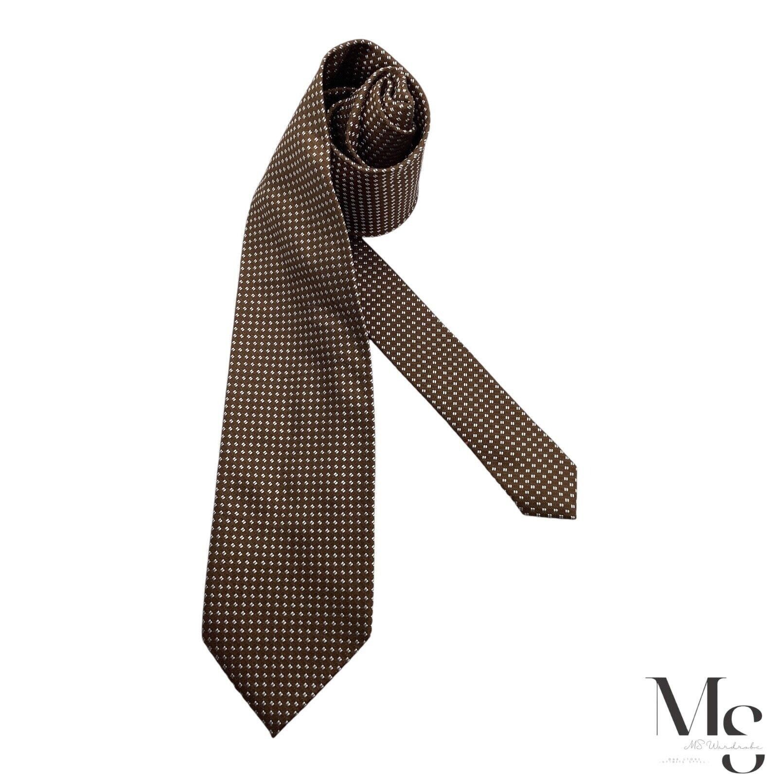 Designer SHIRT & TIES Brown Geometric Luxury Silk Tie Made In Italy Size ONE SIZE - 1 Thumbnail