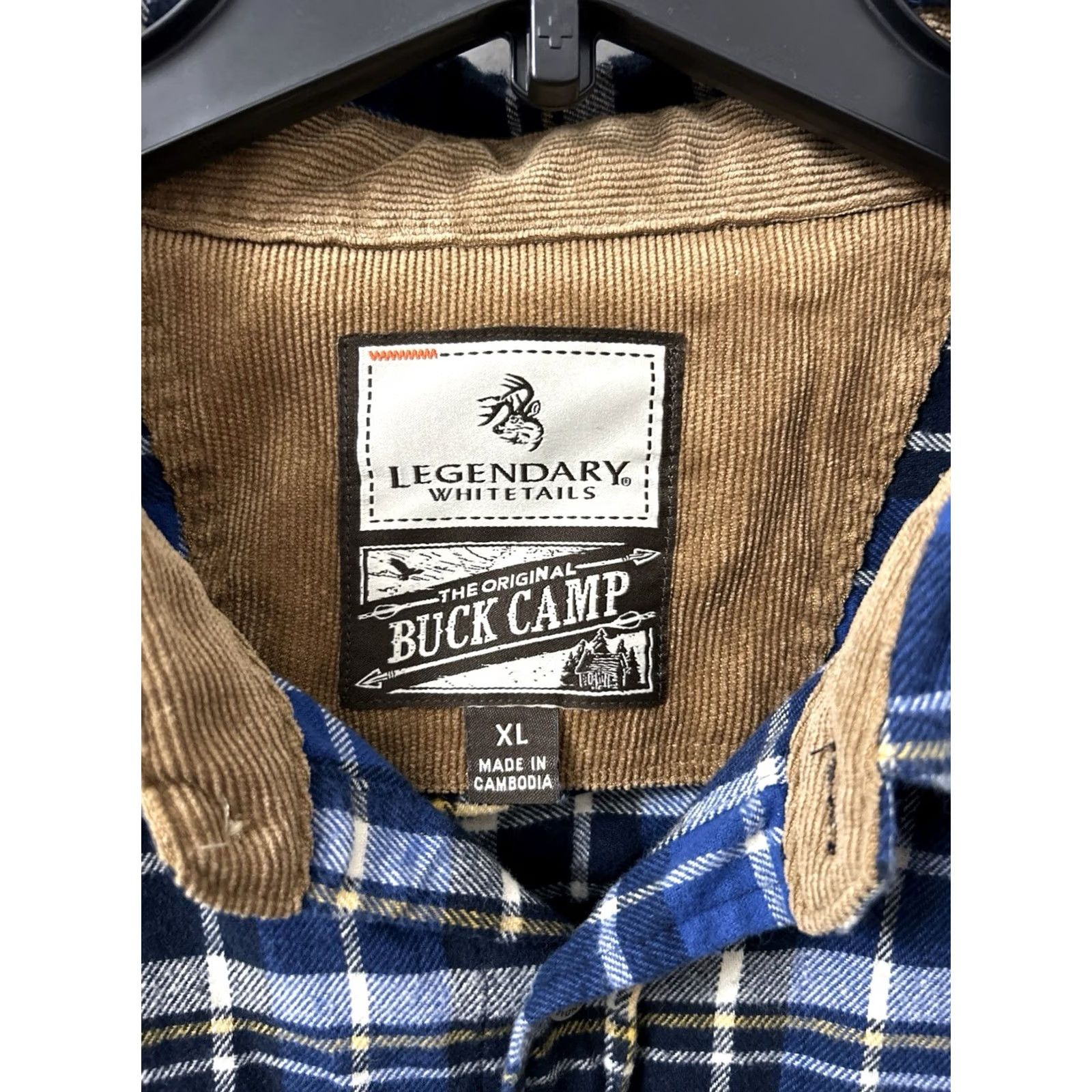 Vintage VINTAGE Legendary Whitetails Buck Camp Flannel Shirt Mens XL Blue Plaid Corduroy L/S Size US XL / EU 56 / 4 - 5 Thumbnail
