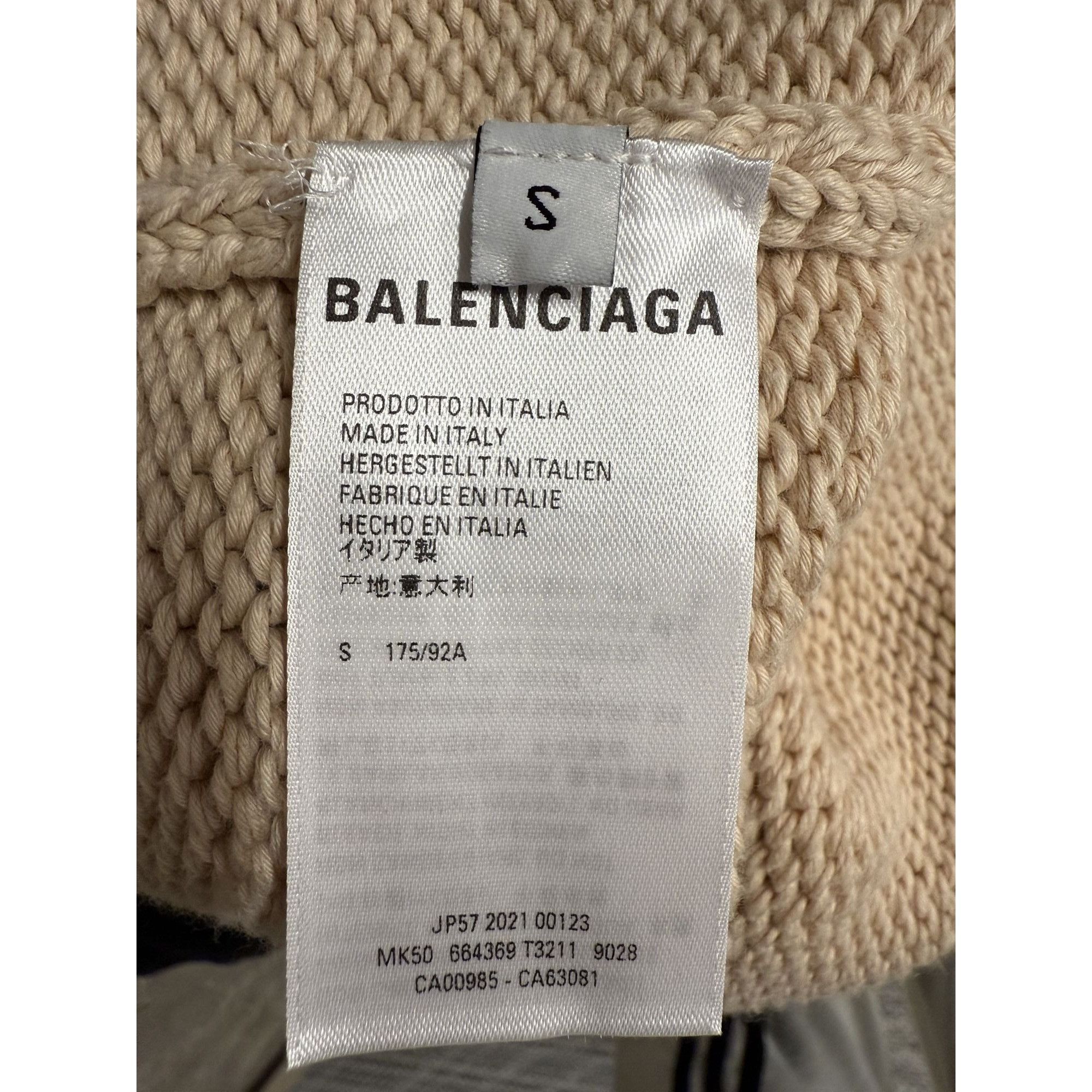 Balenciaga Balenciaga Beige Oversized Knit Sweater With Embroidered Cre Size S / US 4 / IT 40 - 8 Thumbnail