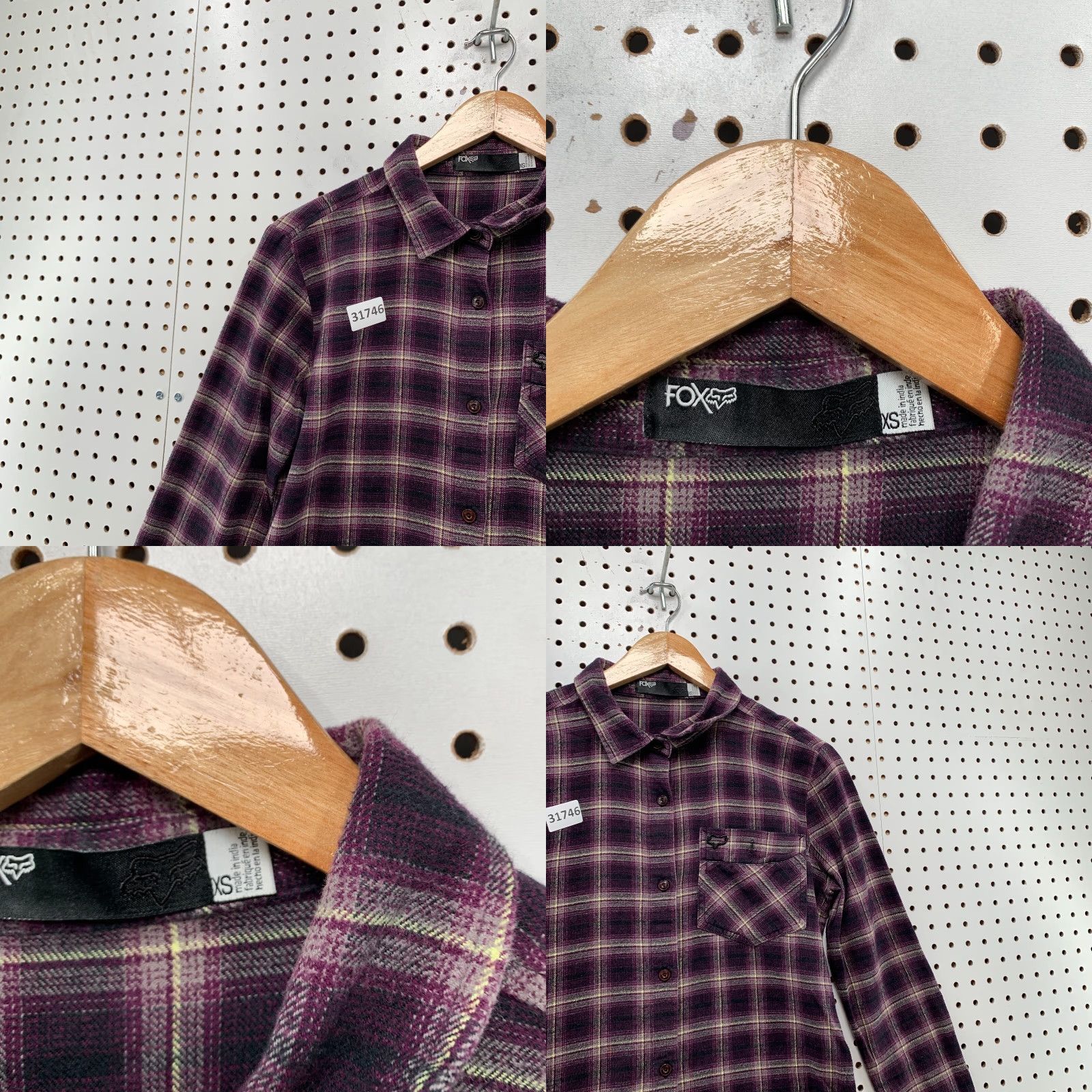Fox Racing FOX Racing Flannel Button Shirt Mens XS Purple Plaid I DONT CARE 20x27.5 Size US XS / EU 42 / 0 - 8 Thumbnail