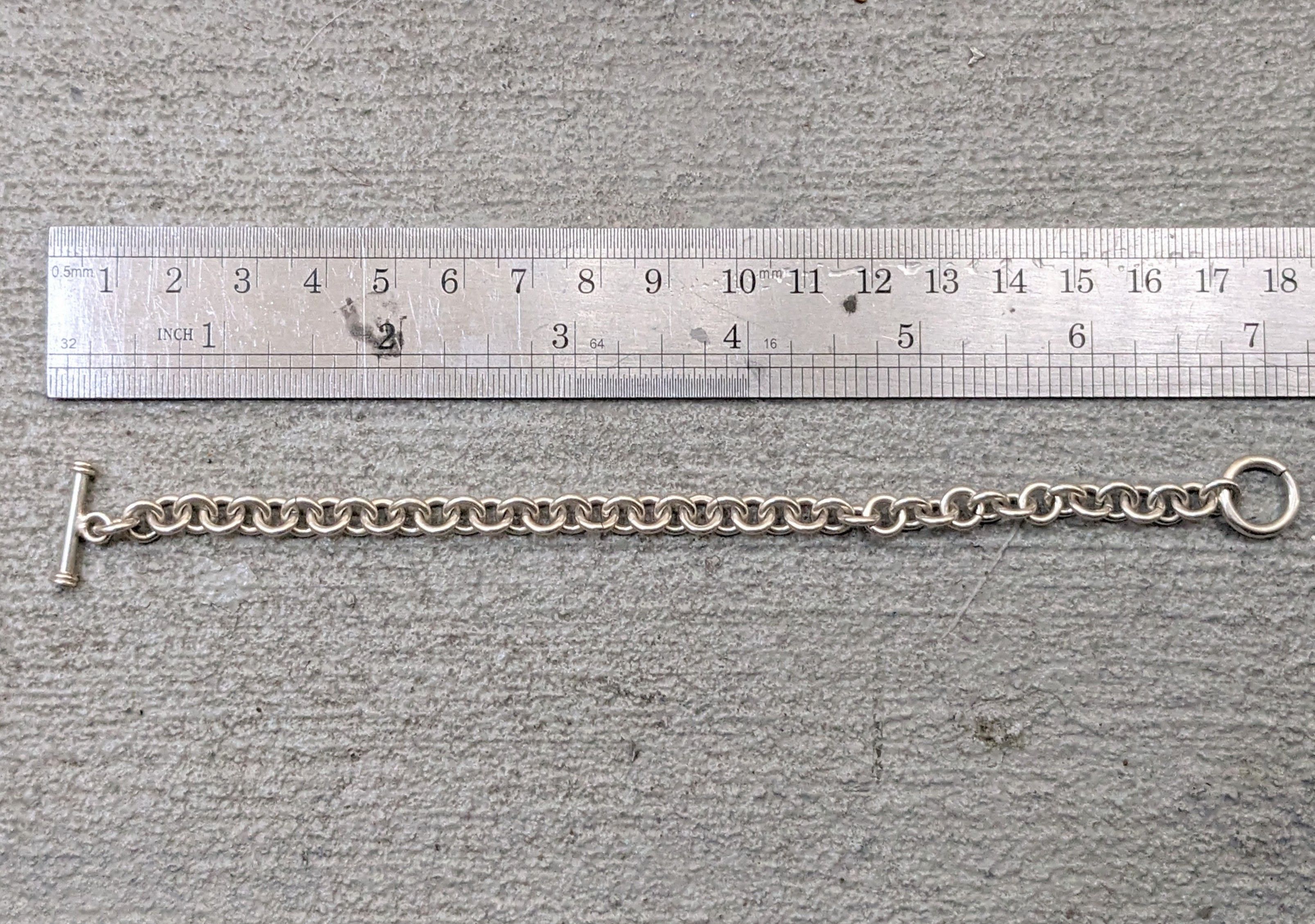 Jewelry Vintage Sterling Silver Bracelet Rolo Round 7" Chain Link Size ONE SIZE - 12 Thumbnail