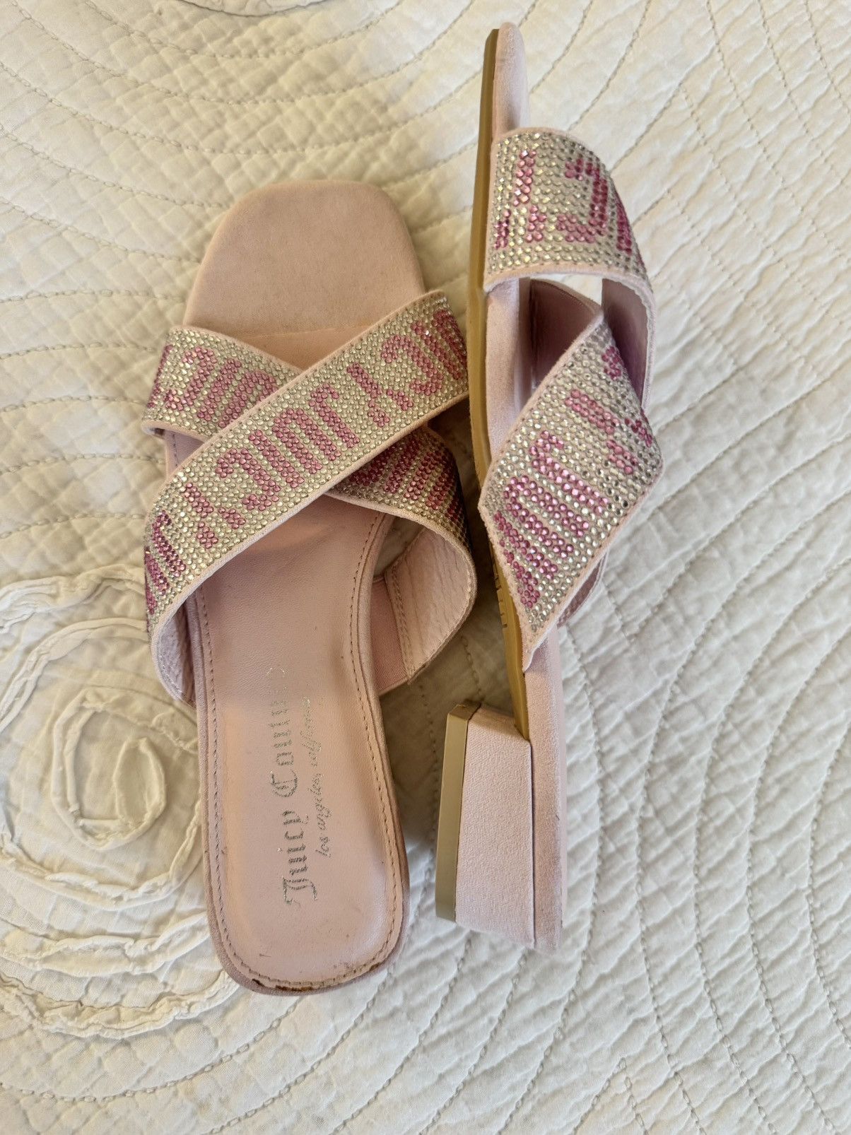 Juicy Couture Juicy Couture Zarie Pink Rhinestone Slide Sandals Size 7.5 Size US 7.5 / IT 37.5 - 4 Thumbnail