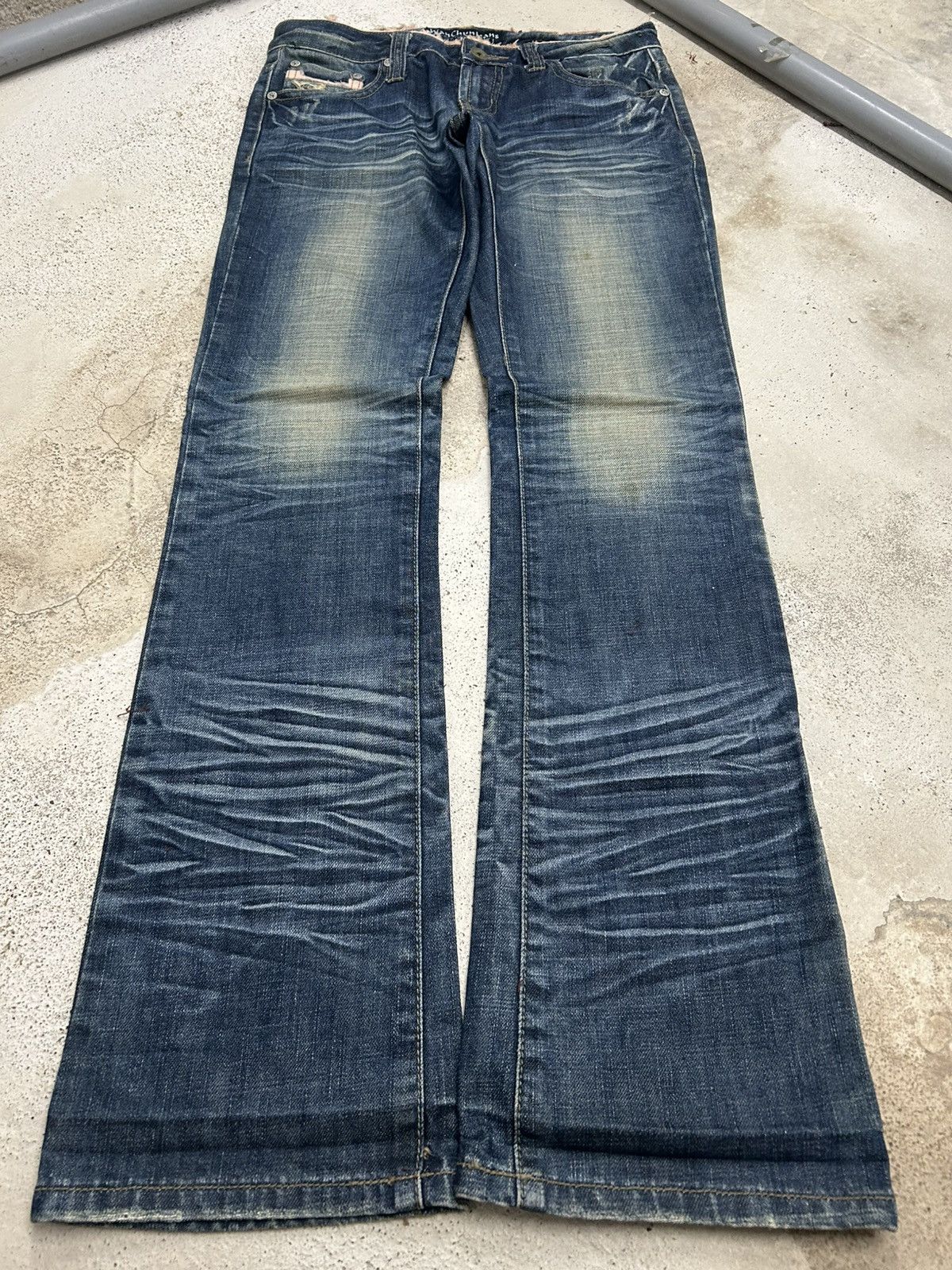 Hysteric Glamour Y2k Flared Jeans Low Rise Heavy Whiskering Washed Size US 29 - 1 Thumbnail