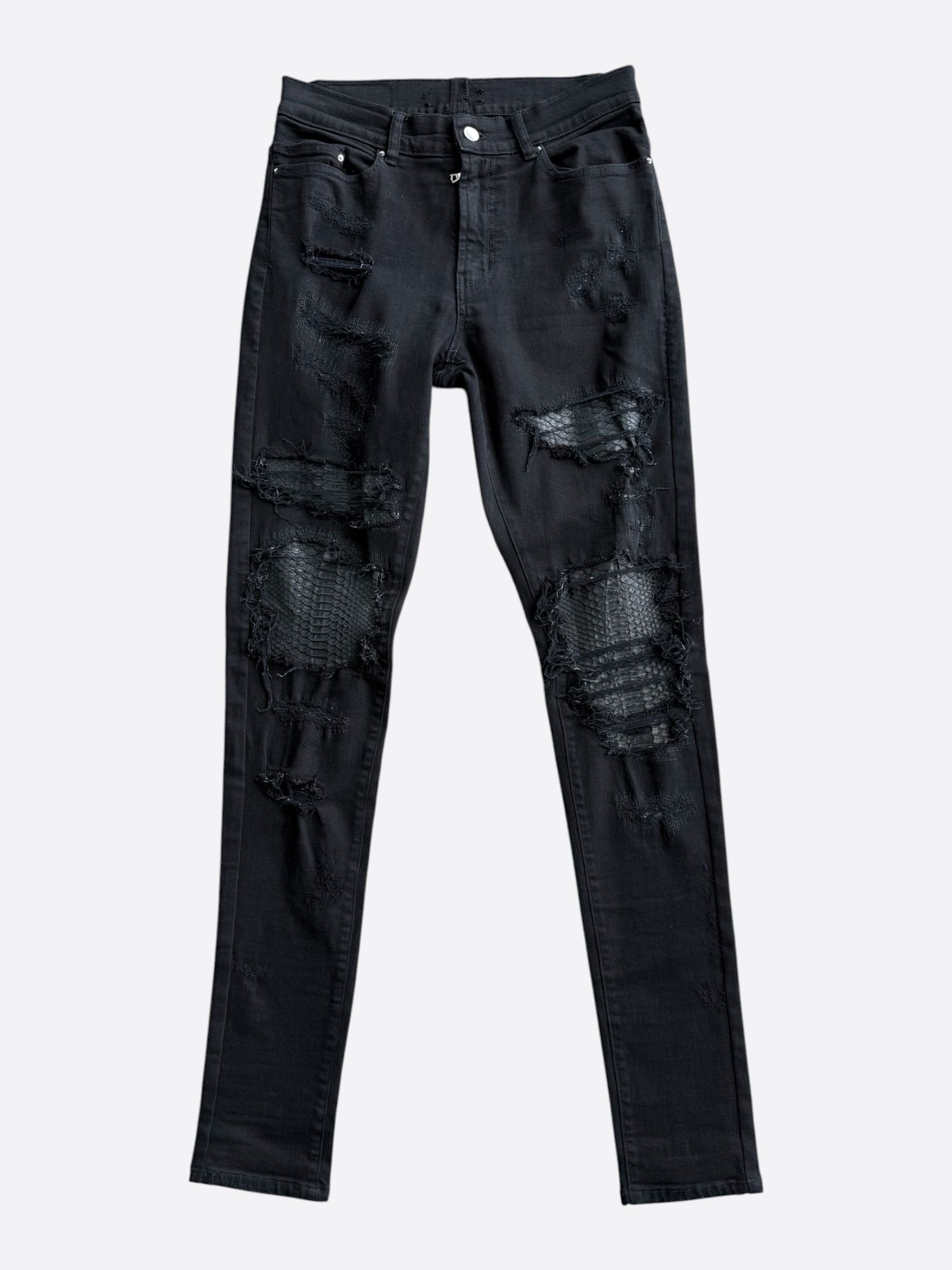 Amiri Amiri Black Snakeskin Patch MX1 Jeans Size US 34 / EU 50 - 1 Thumbnail