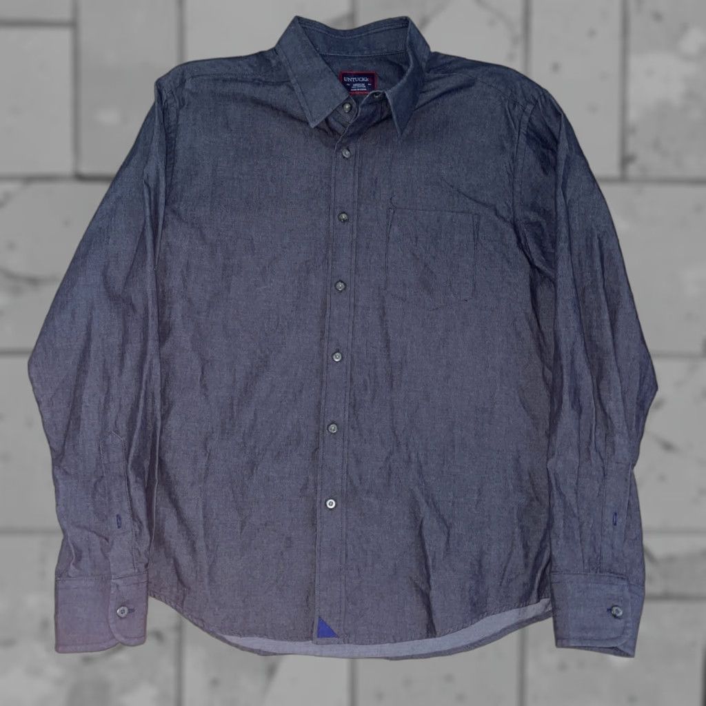 UNTUCKit VINTAGE Untuckit Gray Men's Button-Down Shirt Long Sleeve Medium M Size US M / EU 48-50 / 2 - 1 Thumbnail