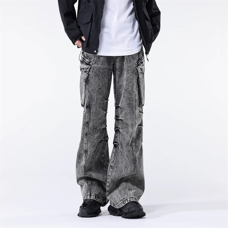 image of Multi Pocket Vintage Baggy Cargo Jean in Grey, Men's (Size 34)