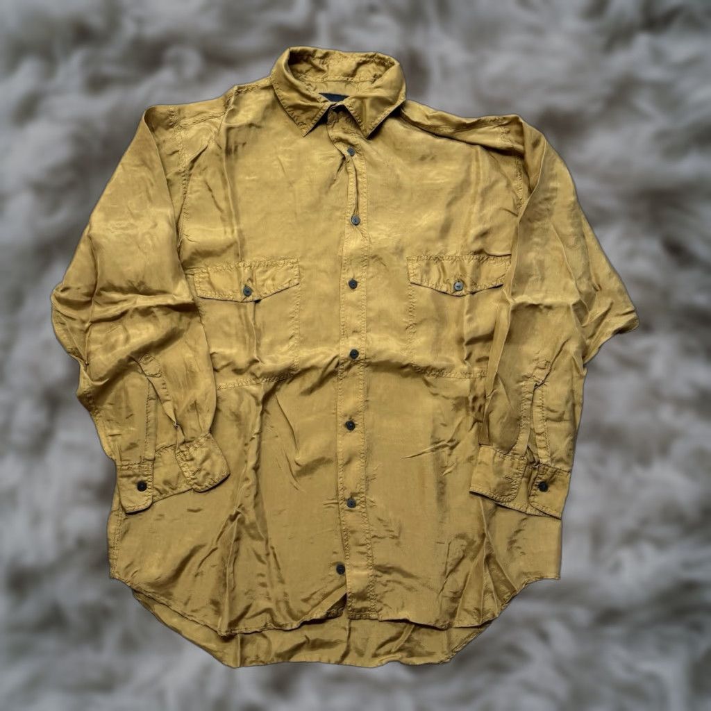 Vintage VINTAGE Substudio Silk Button-Up Shirt Mens L 80s Golden Brown Club Dance Rave Size US L / EU 52-54 / 3 - 1 Thumbnail