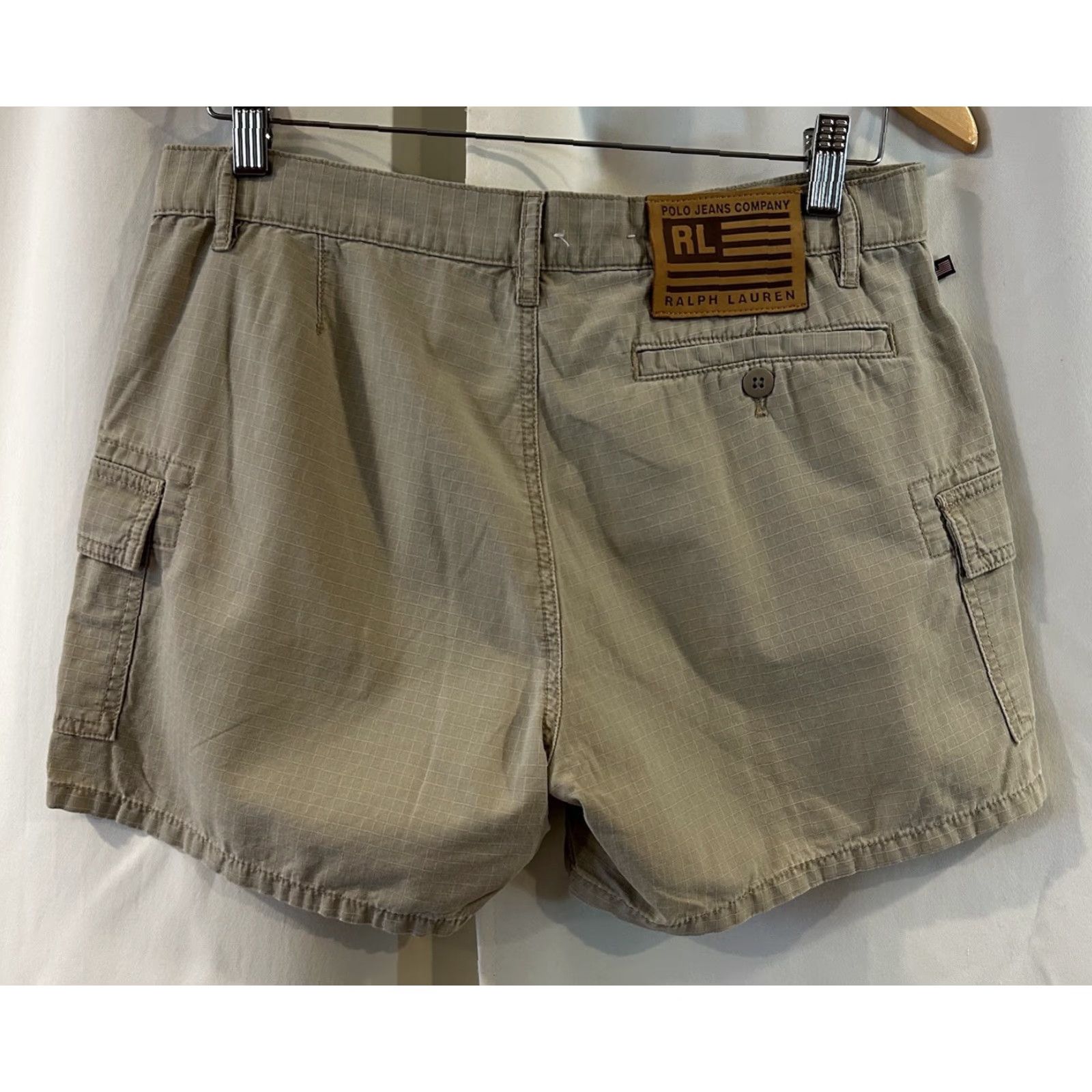 Polo Ralph Lauren VINTAGE Polo Jeans Co Ralph Lauren Women Cargo Shorts Beige 100% Cotton Size 6 Pocket Logo Denim Casual Size 28" / US 6 / IT 42 - 3 Thumbnail