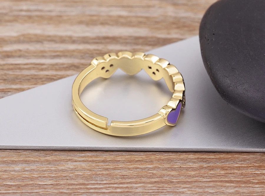 Jewelry × Vintage Purple Sweet Cute Love Rings Size ONE SIZE - 4 Thumbnail