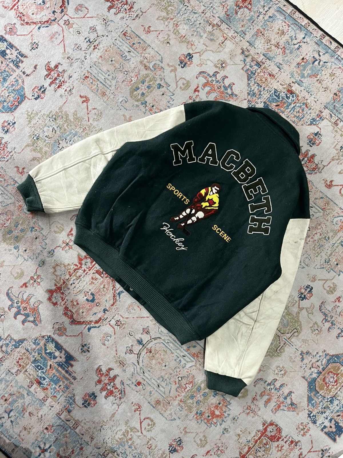 Macbeth Vintage Mac Beth Wool Leather Varsity Jacket Green Size US M / EU 48-50 / 2 - 4 Thumbnail