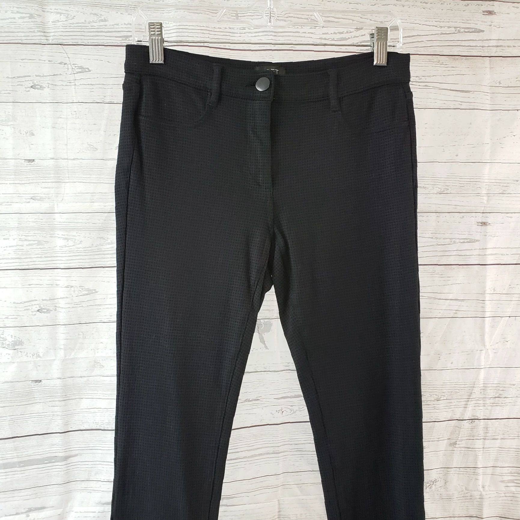 Ann Taylor VINTAGE Ann Taylor LOFT Womens Skinny Ponte Knit Pants Sz 4 Black Windowpane Mid Rise Size 27" / US 4 / IT 40 - 2 Thumbnail