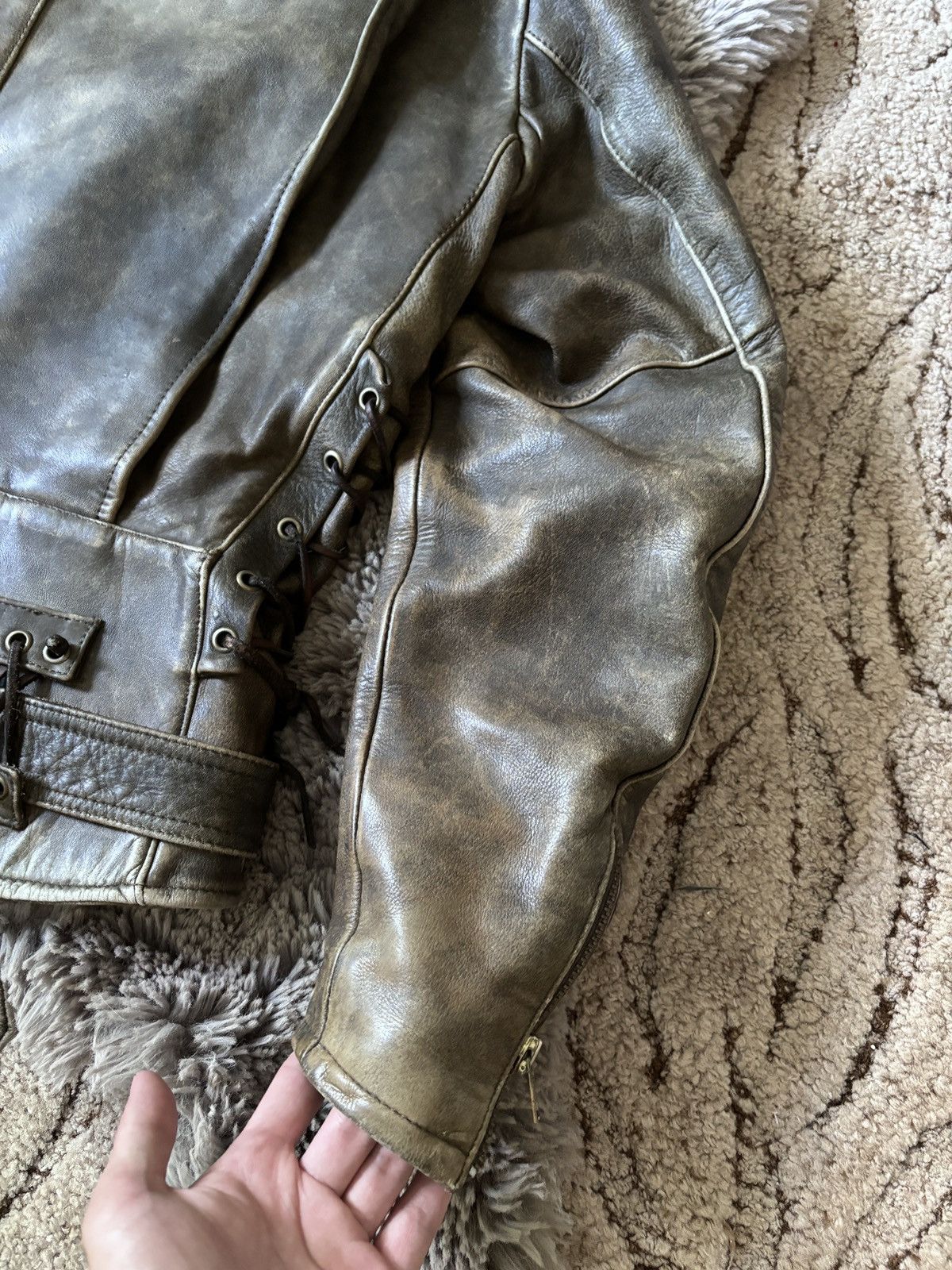 Genuine Leather × Vintage IXS Vintage 90s RARE WASHED DISTRESSED LEATHER JACKET Size US M / EU 48-50 / 2 - 10 Thumbnail