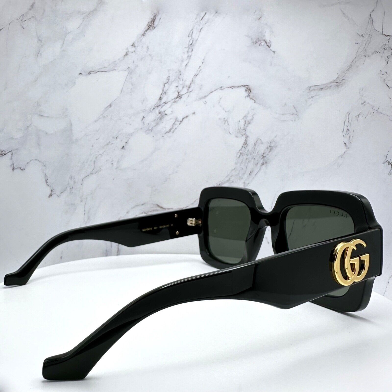 Gucci Gucci Sunglasses New Black Oversized Gold Metal GG Authentic Size ONE SIZE - 19 Thumbnail