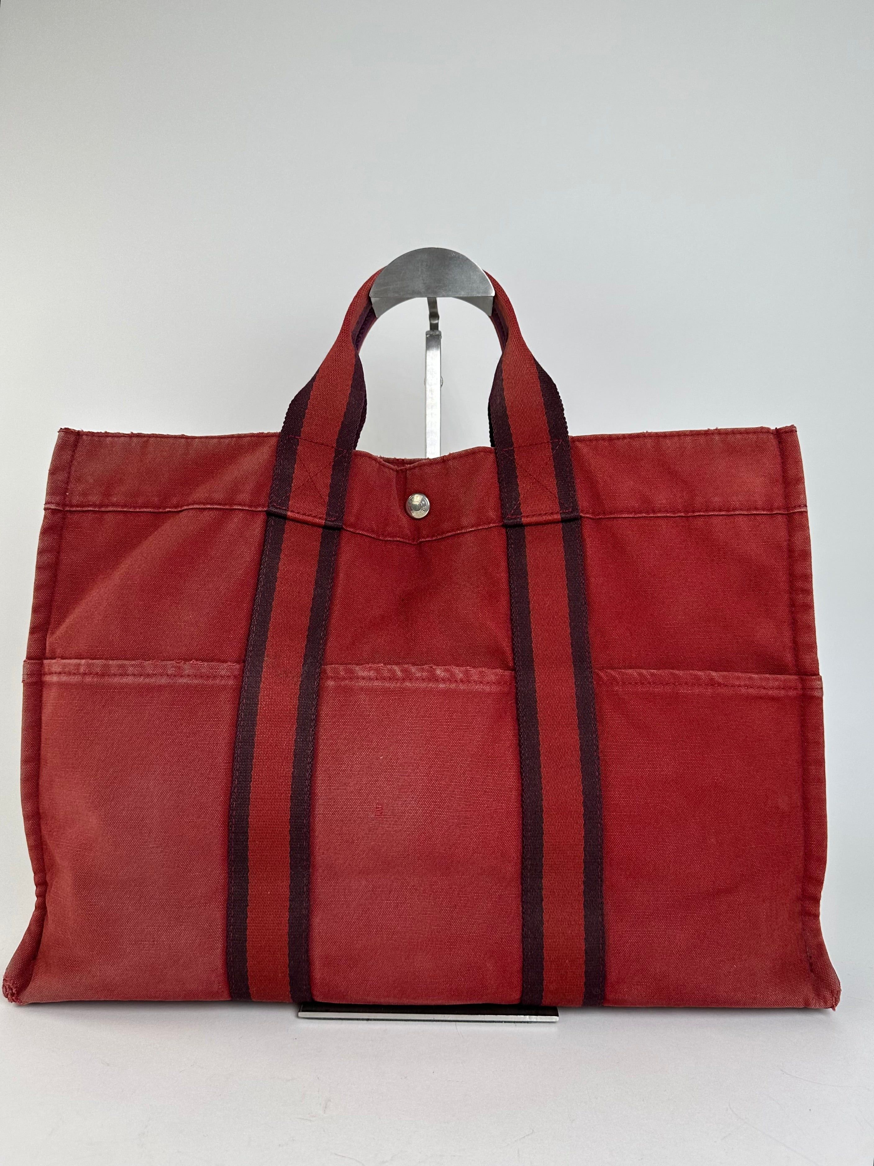 Other Vintage Hermes Canvas Tote Bag Red Size ONE SIZE - 1 Thumbnail