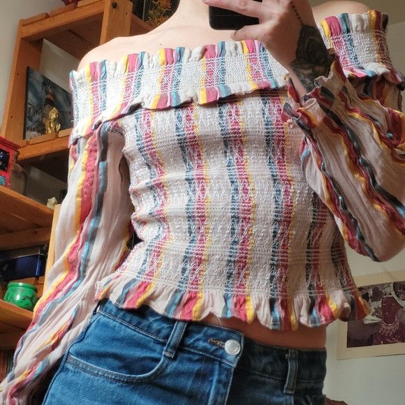 REVOLVE Tularosa Multicolor Off-Shoulder vertical Stripes Blouse - S Size S / US 4 / IT 40 - 2 Thumbnail