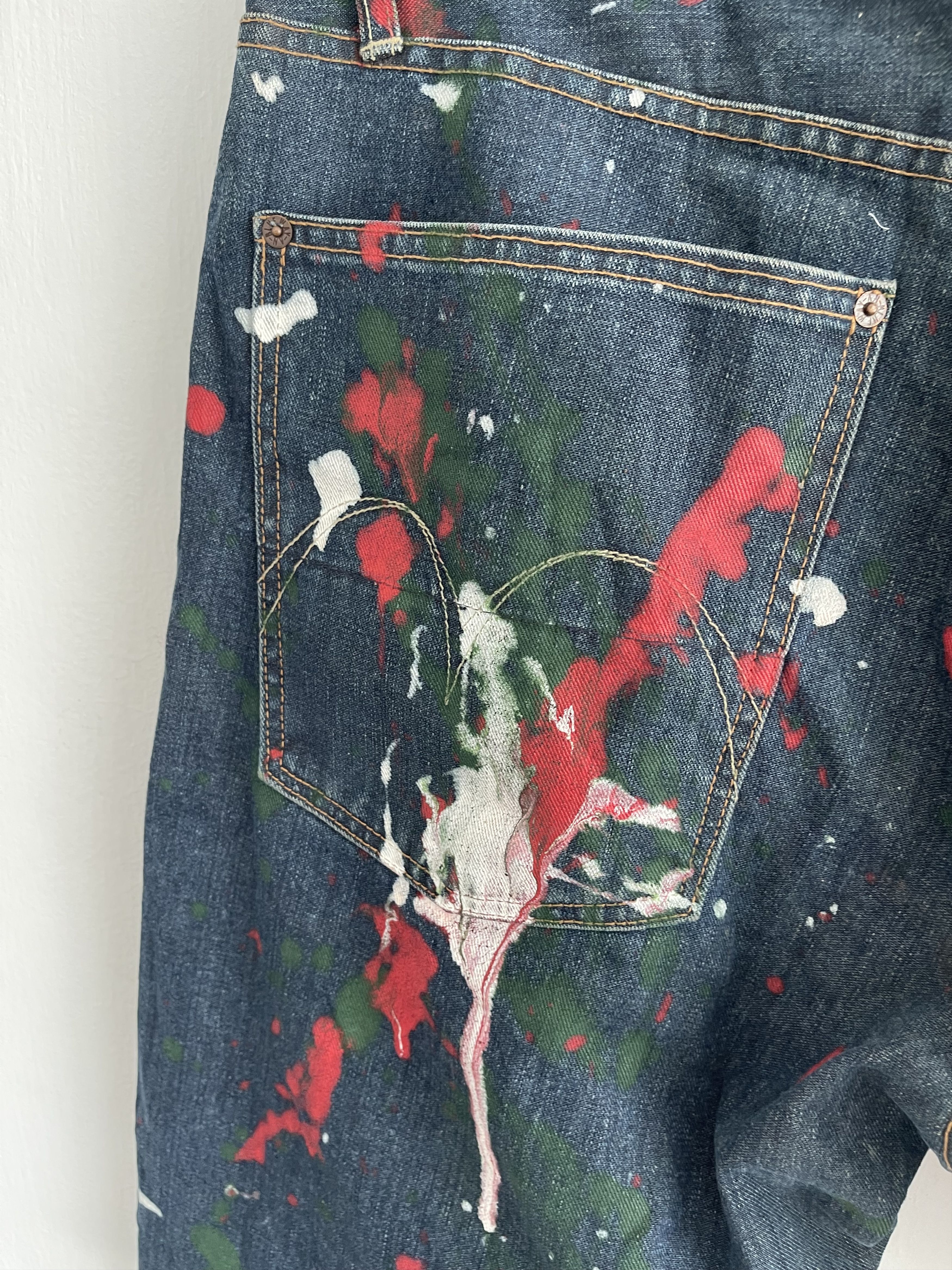Japanese Brand Blue Way Cropped Denim Short Paint Splatter Size US 34 / EU 50 - 13 Thumbnail