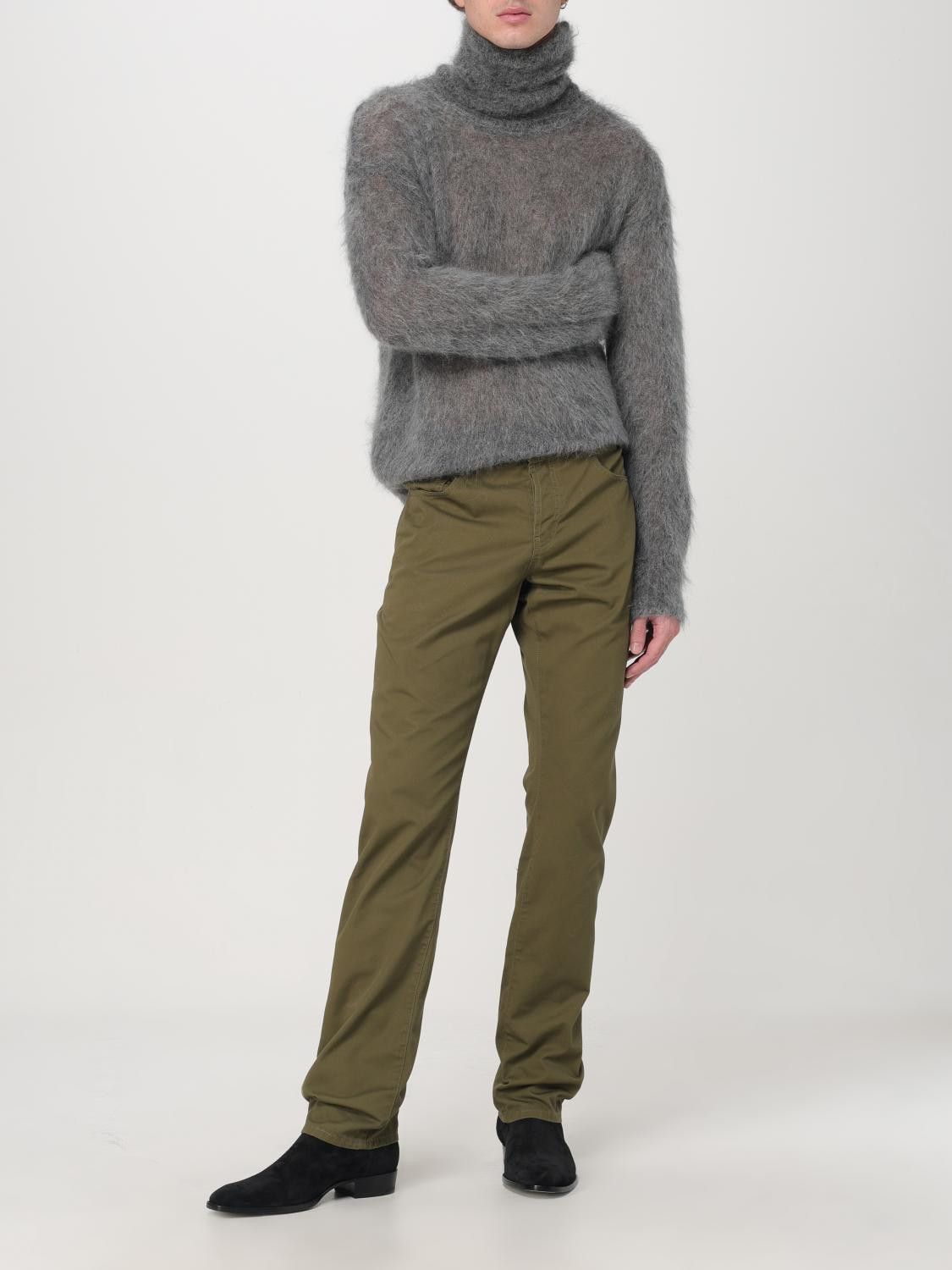 Saint Laurent Paris o1s22i1n0425 Slim Fit Cotton Trouser in Khaki Size US 33 - 2 Thumbnail