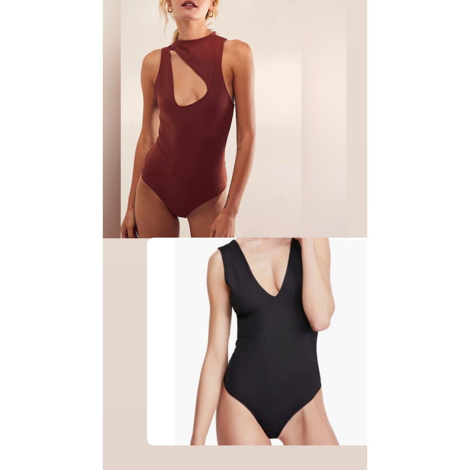 Free People Intimately Free People Deep V Thong&Keep It Going Bodysuit,S Size 27" / US 4 / IT 40 - 1 Thumbnail