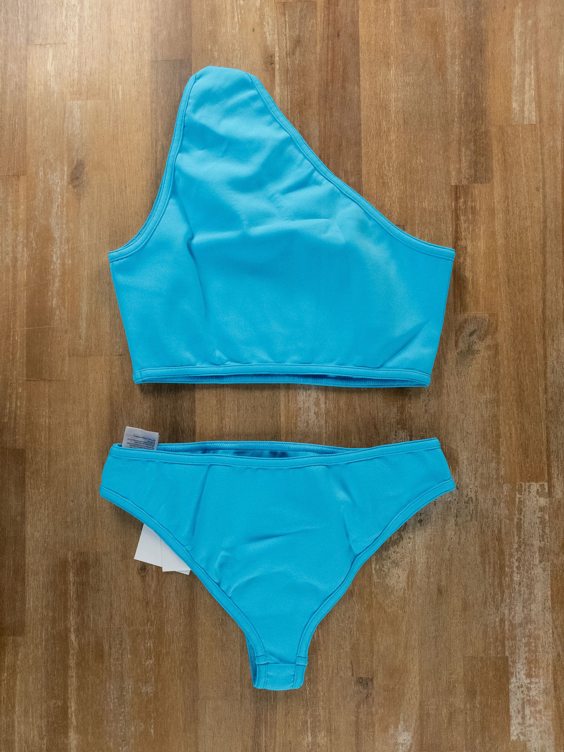 Bottega Veneta BOTTEGA VENETA blue two piece one shoulder bikini swimsuit M Size 28" / US 6 / IT 42 - 8 Thumbnail