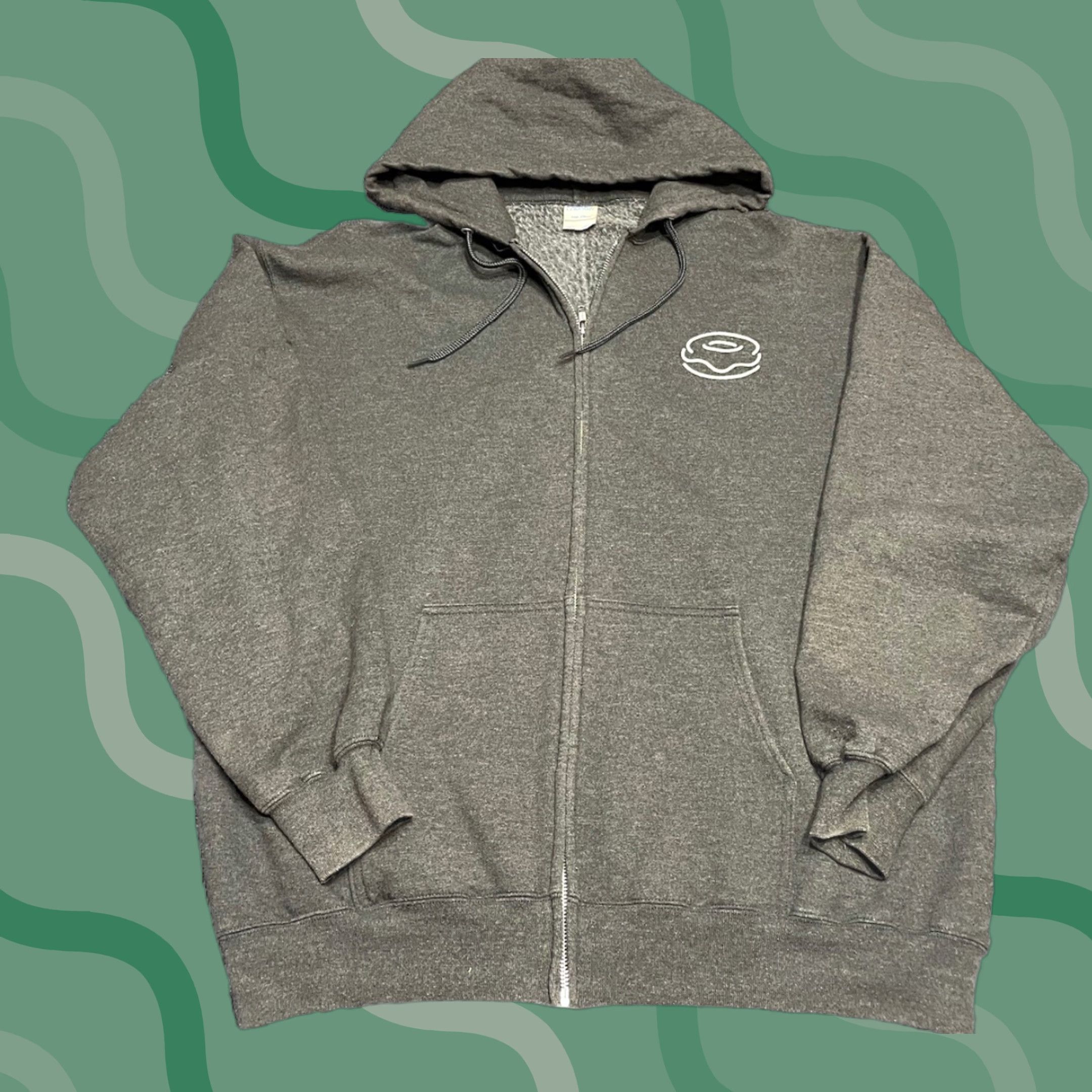 Vintage Krispy Kreme Full Zip Hoodie Gray XL Unisex Adults 90s Logo Embroidered Pockets Hooded Zip 3 Season (Fall Winter Spring) Shirt? Size US XL / EU 56 / 4 - 1 Thumbnail