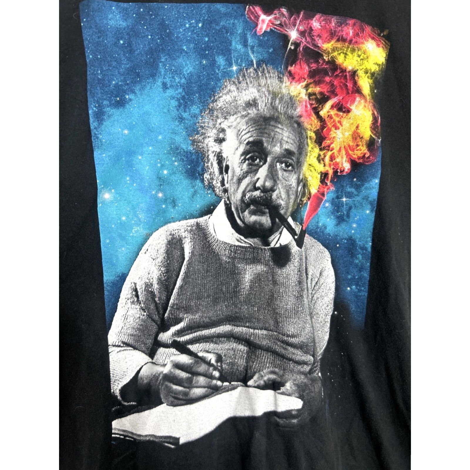Vintage Albert Einstein Space Shirt Womens Medium Yellow Graphic Tee Black Blue Red Size M / US 6-8 / IT 42-44 - 7 Thumbnail