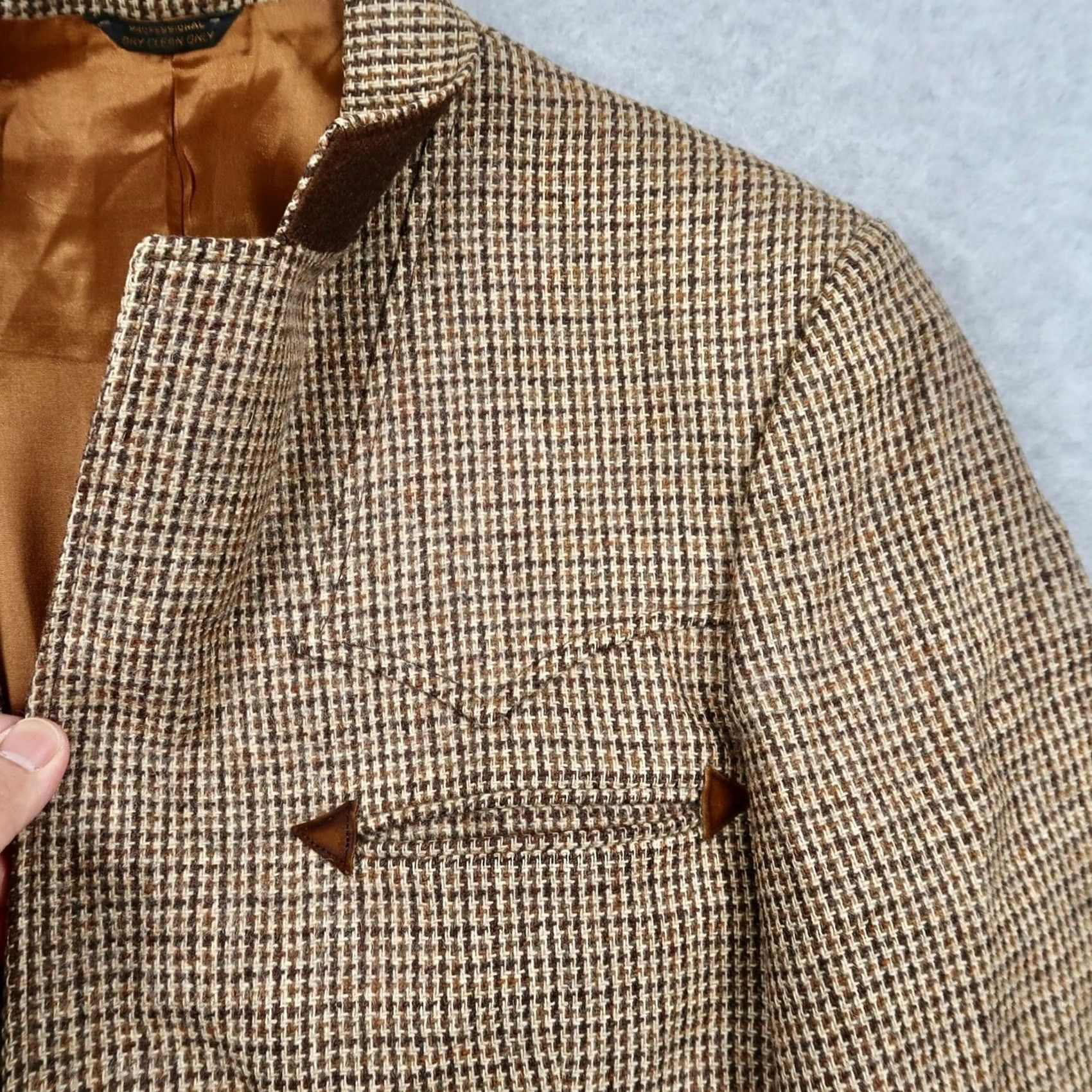 Levi's VINTAGE 70s Levis Mens Brown Houndstooth Sport Coat Blazer 40R Size 40R - 5 Thumbnail