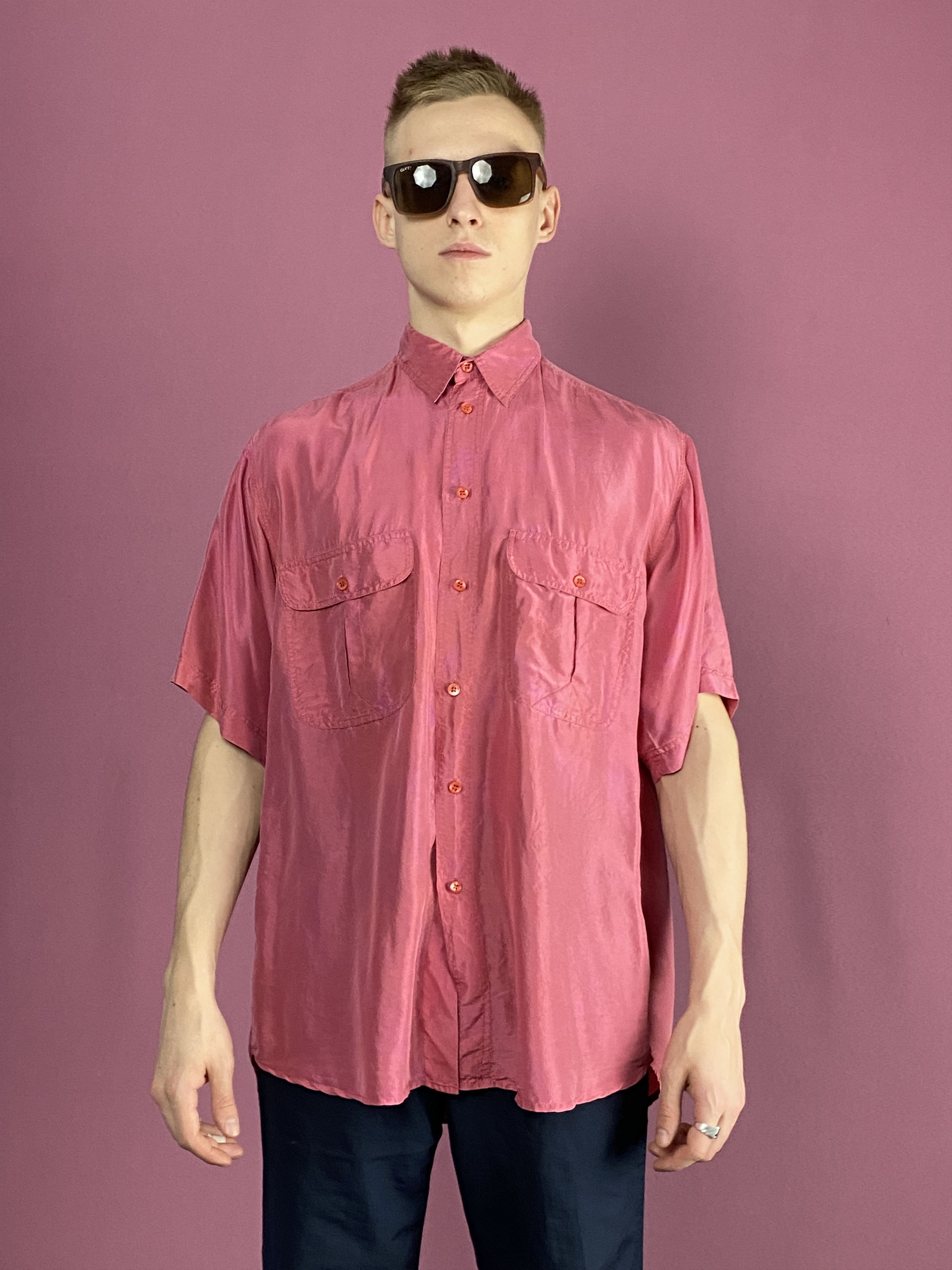 Vintage 90s Manhattan Vintage Men's Short Sleeve Shirt - M Size US M / EU 48-50 / 2 - 3 Thumbnail