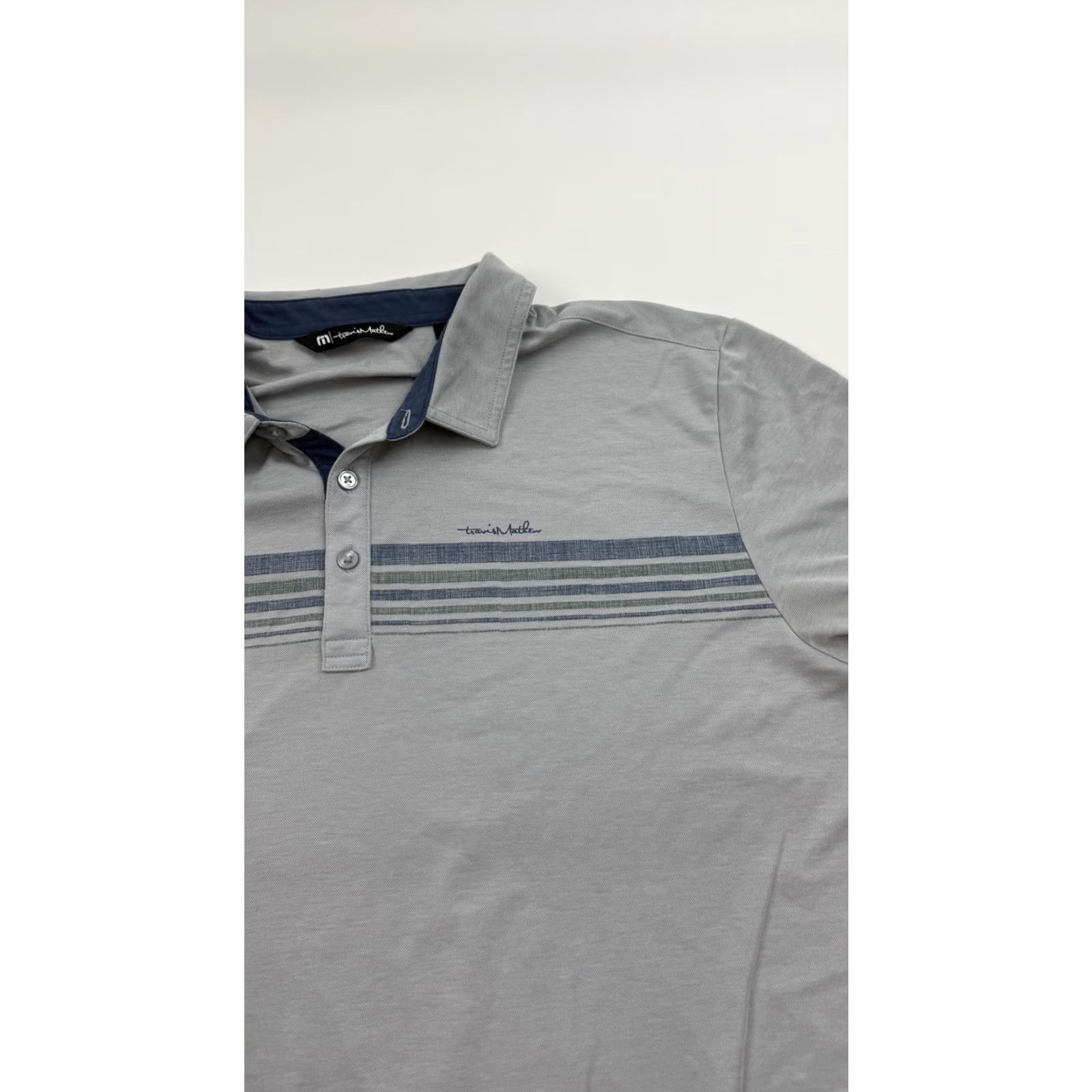 TravisMathew TravisMathew Polo Shirt Mens L Golf Performance Striped Gray Blue Classic Size US L / EU 52-54 / 3 - 2 Thumbnail