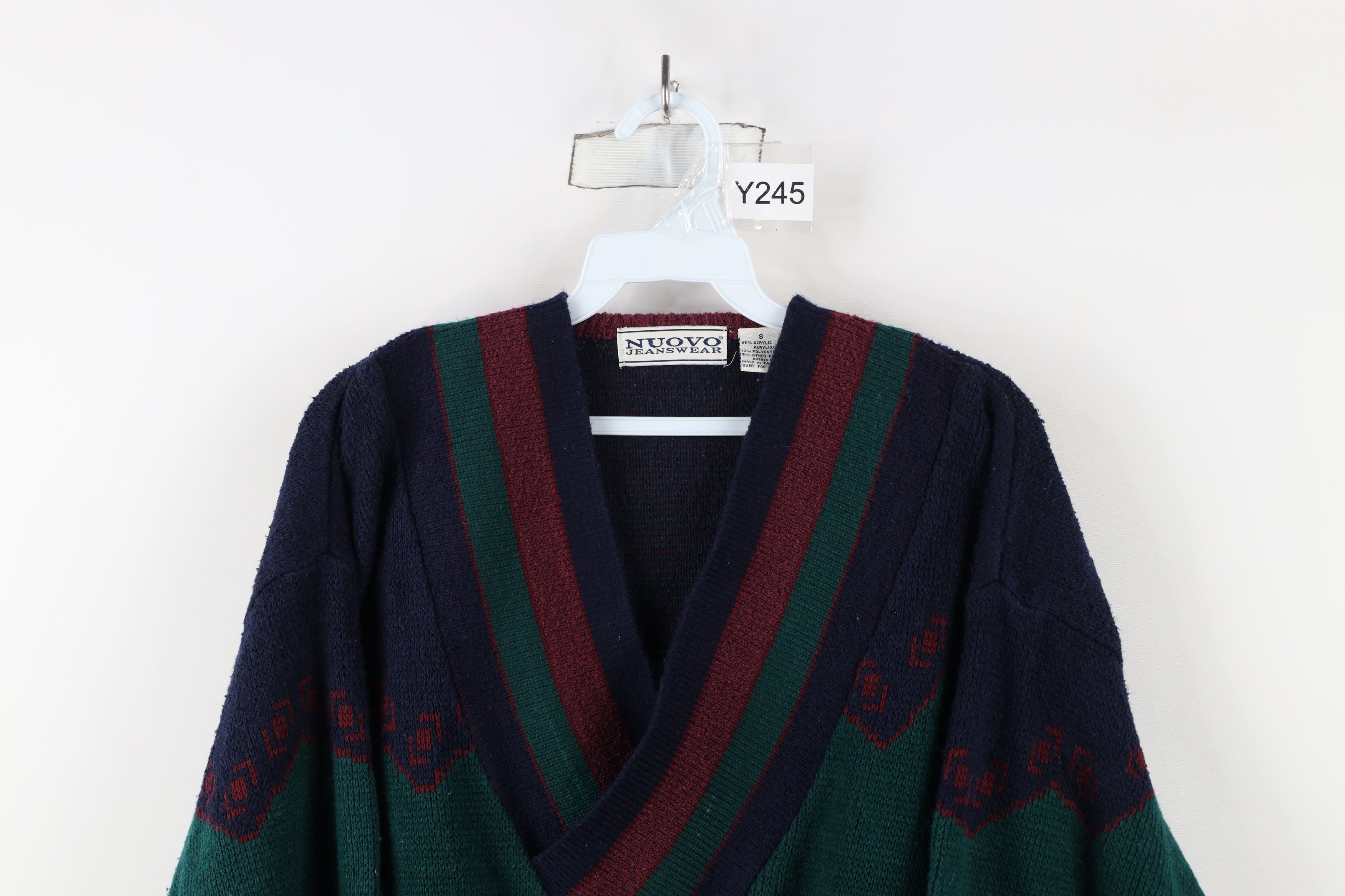 Vintage Vintage 90s Streetwear Striped Dapper Knit V-Neck Sweater Size US S / EU 44-46 / 1 - 2 Thumbnail