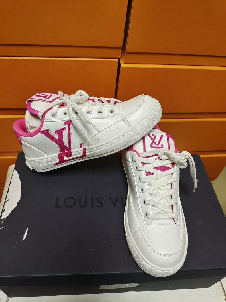 Louis Vuitton Louis Vuitton LV Women's White Sneakers with Pink Accents- Size US 5 / IT 35 - 5 Thumbnail