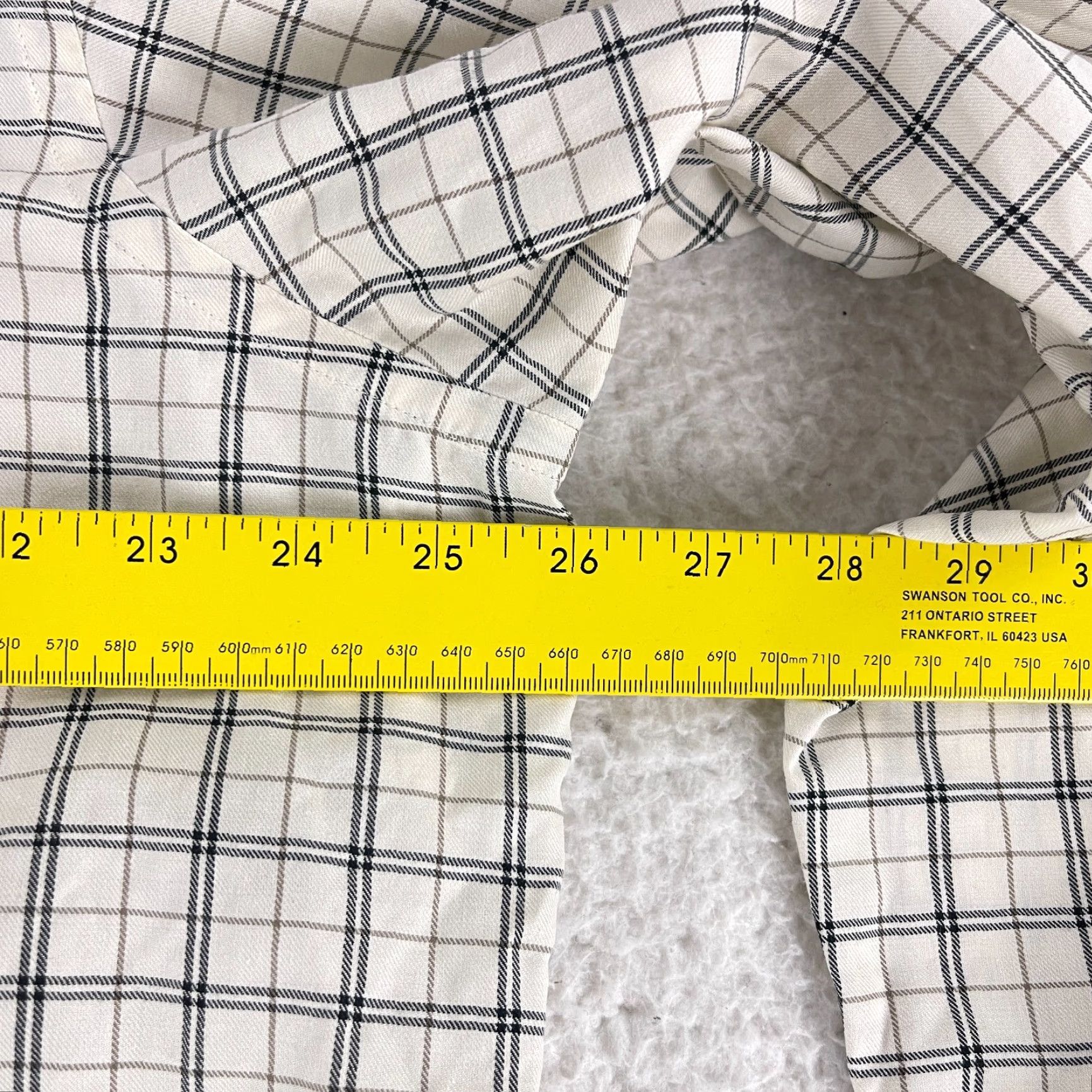 Ralph Lauren Ralph Lauren Purple Label Button-Down Dress Shirt Mens XL Plaid Made in Italy Ivory LS Size 46R - 6 Thumbnail