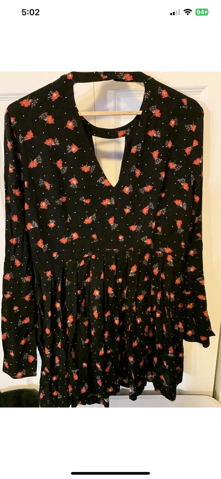 Free People Free People womens sz 10 black red floral dress v neck Size ONE SIZE - 7 Thumbnail