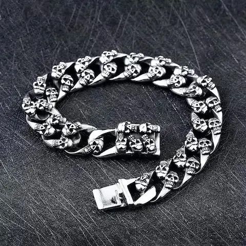Jewelry Skul Cuban Link Bracelet Size ONE SIZE - 1 Thumbnail