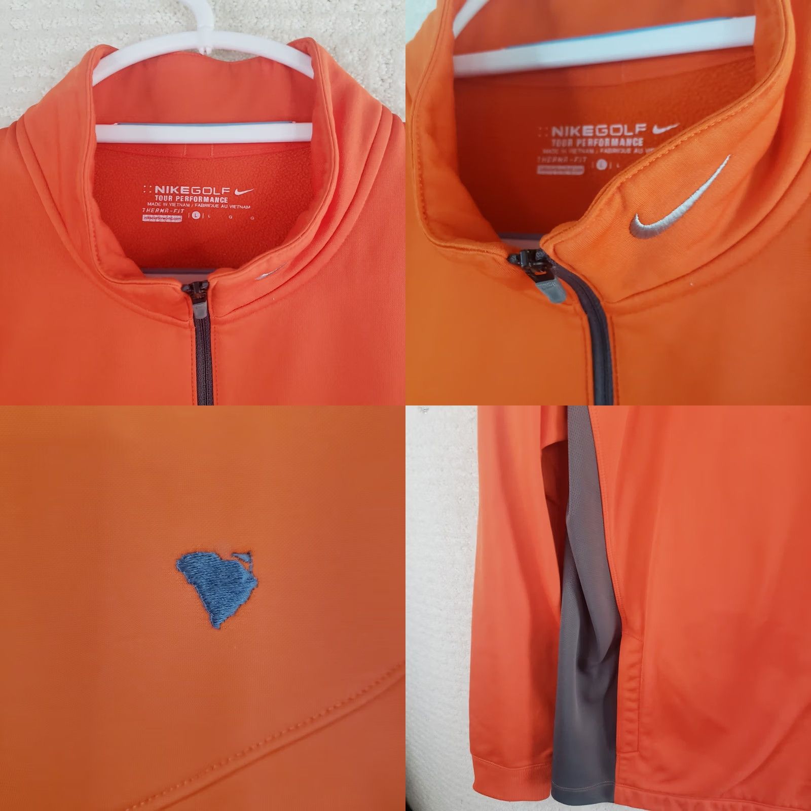 Nike Nike Golf Mens M Orange Tour Performance Therma-Fit 1/4 Zip Pullover SC Logo Shirt Size US L / EU 52-54 / 3 - 8 Thumbnail