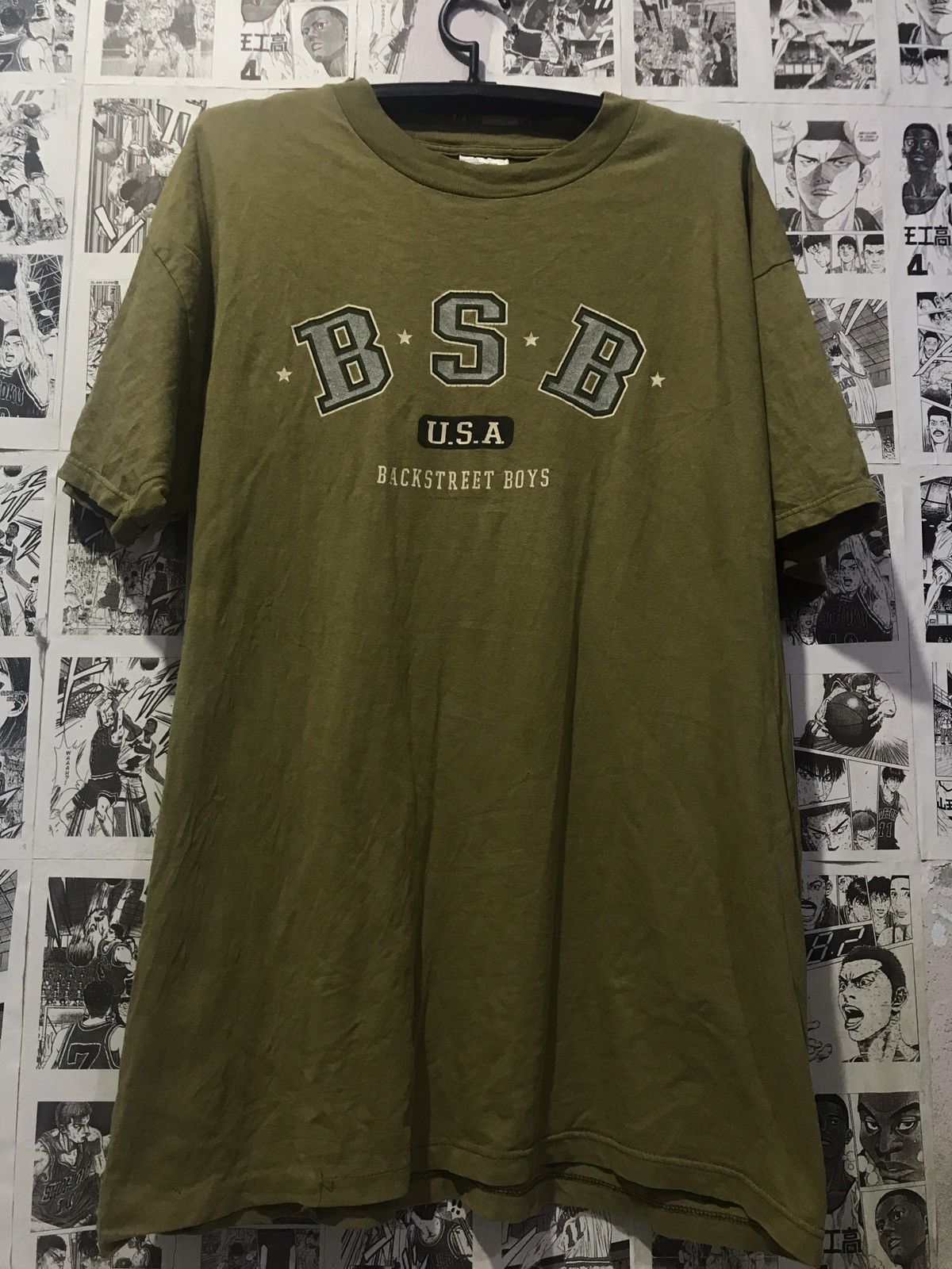 Band Tees × Tultex × Vintage Vintage 90s Backstreet Boy Olive Green T-shirt Size XL Size US XL / EU 56 / 4 - 1 Thumbnail