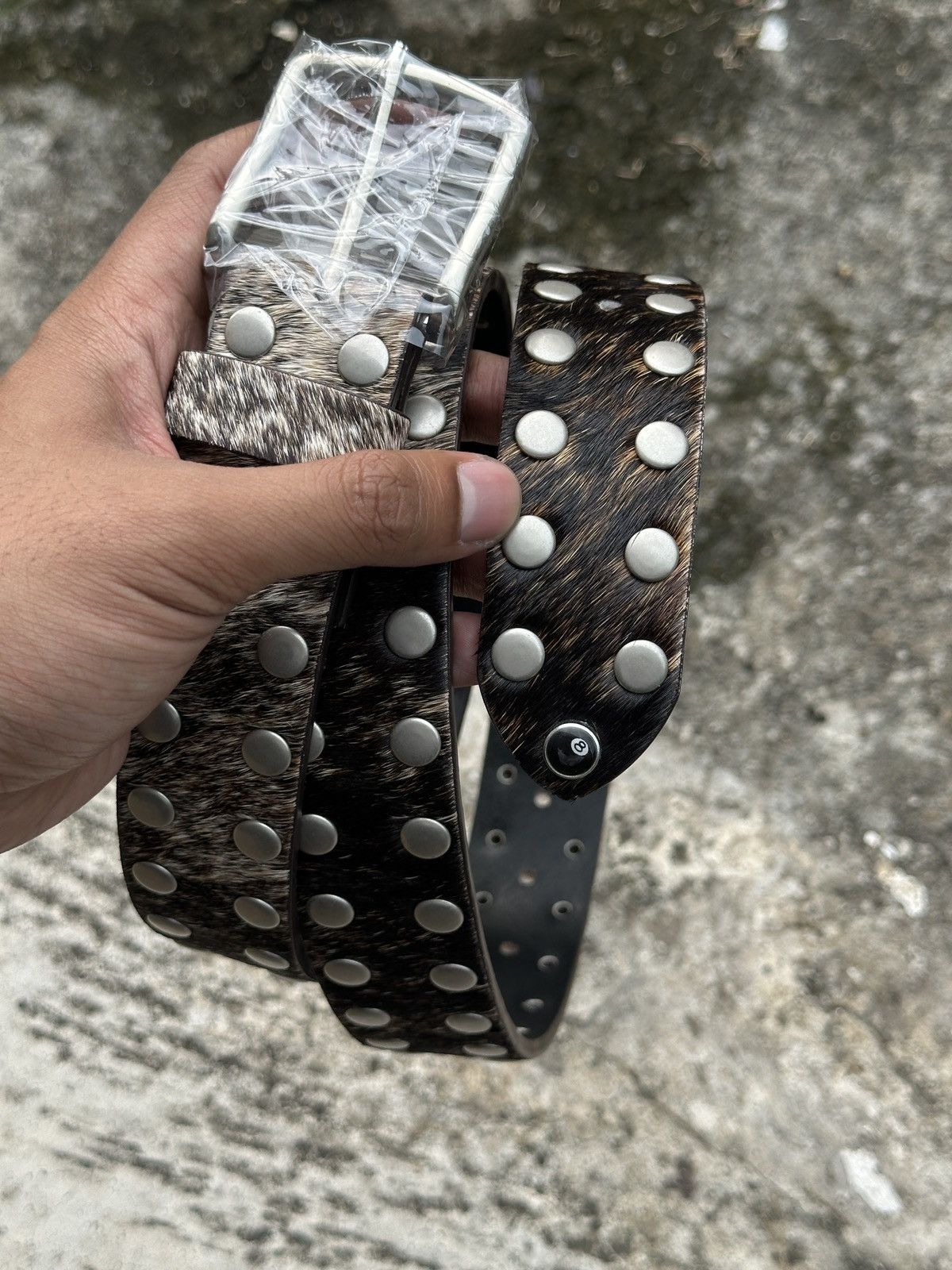 Stussy Stussy 8 Ball Studded belts "Cowhide Hair" Size ONE SIZE - 7 Thumbnail