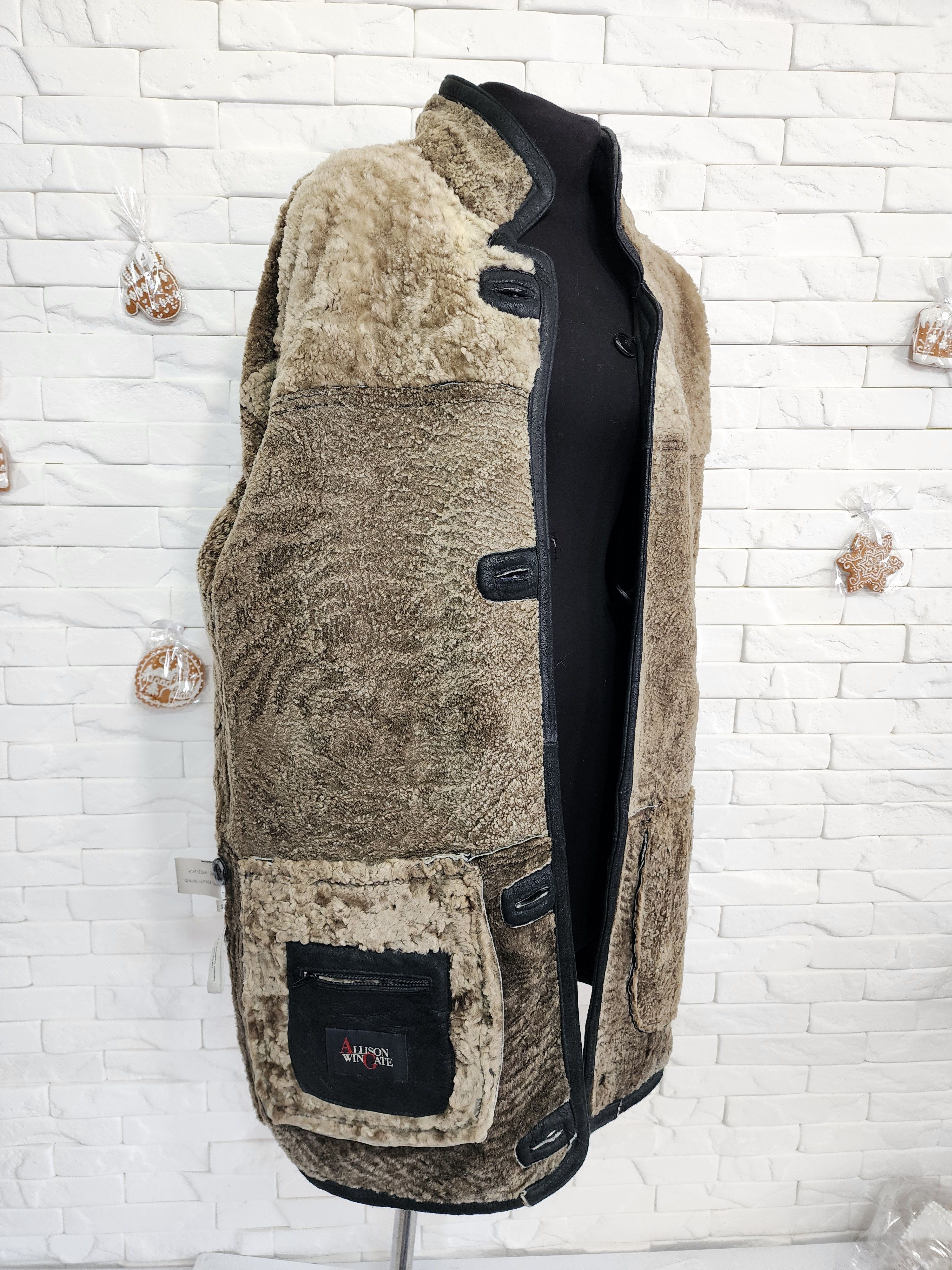 Furla Men's Black Sheepskin Coat: Genuine Fur, Button Closure Size US L / EU 52-54 / 3 - 10 Thumbnail