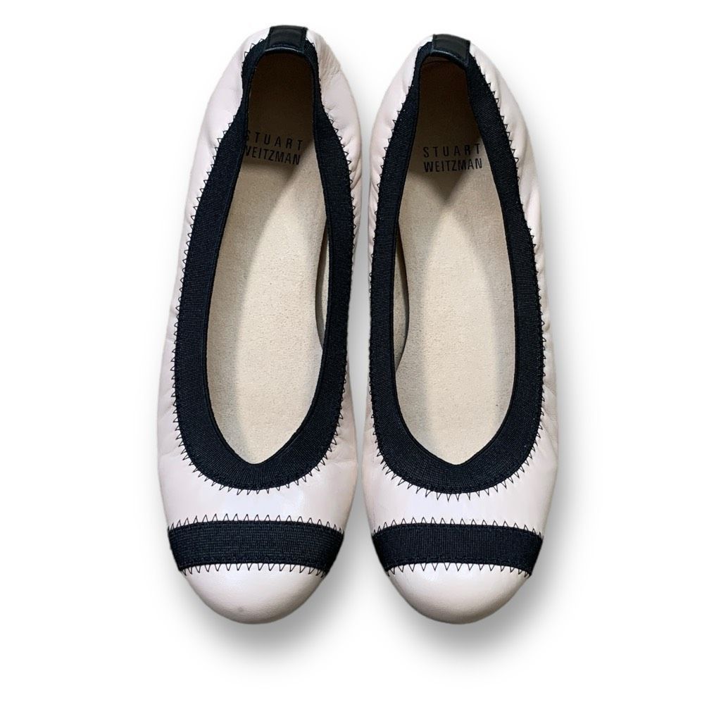 Stuart Weitzman Stuart Weizmann Ballet Flat Shoes Cream Black Leather Classi Size US 7 / IT 37 - 1 Thumbnail