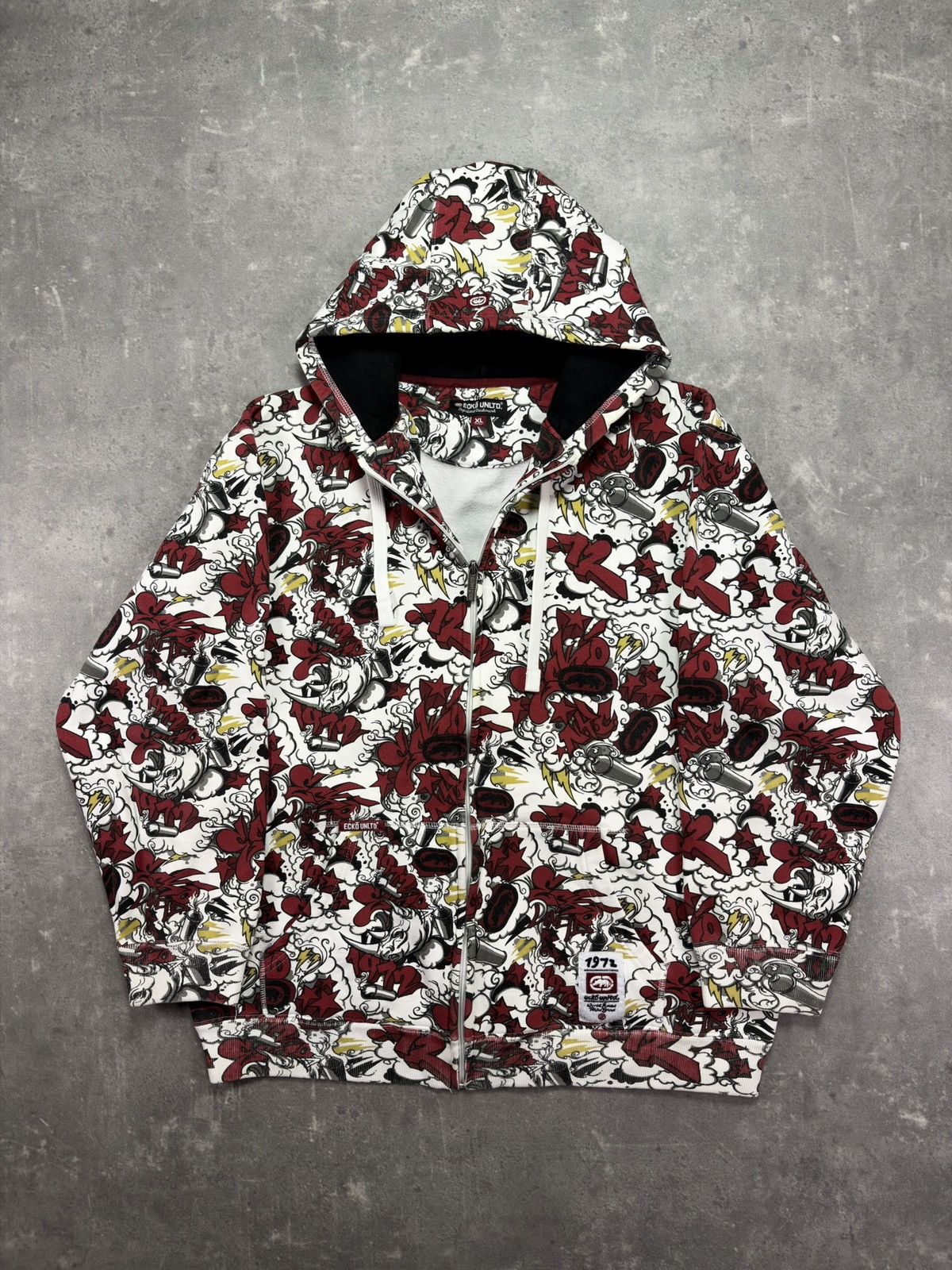 Ecko Unltd. 00s Ecko Unlimited AOP Multilogo Printed Baggy Zip Hoodie XL Size US XL / EU 56 / 4 - 1 Thumbnail