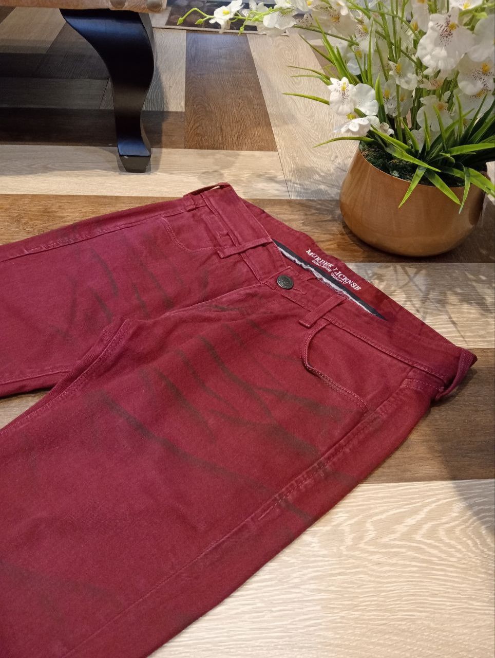 Murder License MURDER LICENSE MAROON MUDWASH WHISKER FADE CURVE JEANS Size US 33 - 5 Thumbnail
