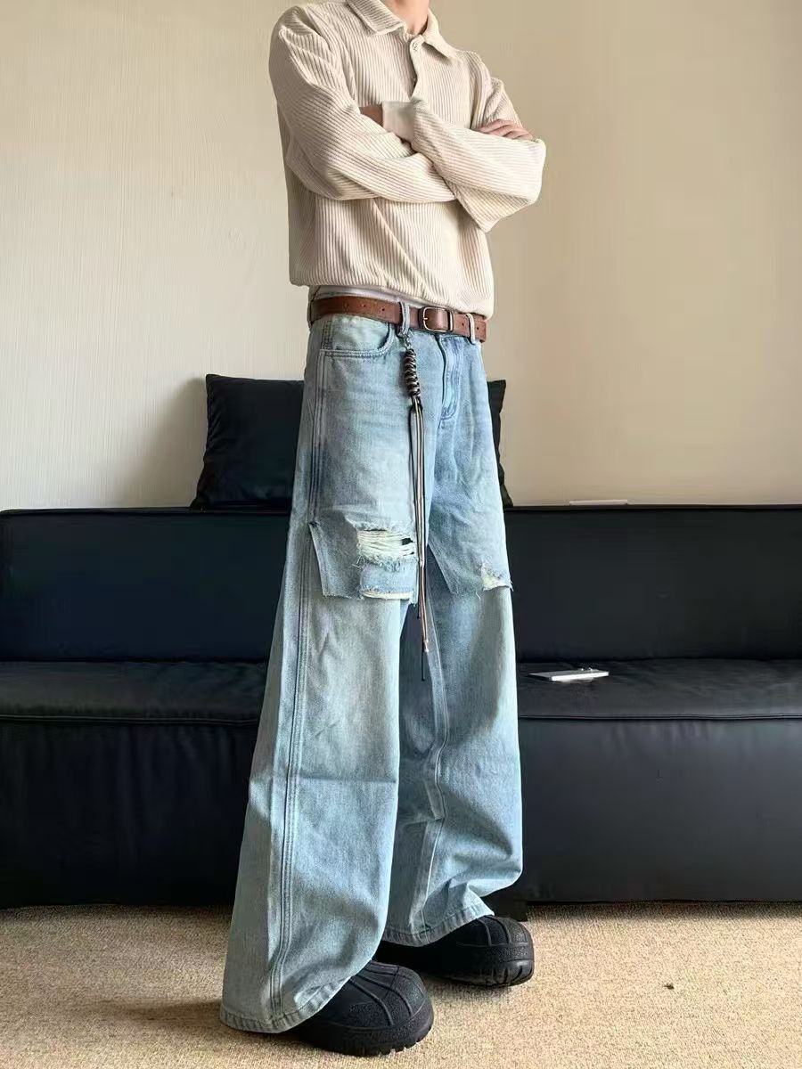 Japanese Brand × Jean Blue washed vintage ripped cargo jeans y2k Size US 32 / EU 48 - 1 Thumbnail