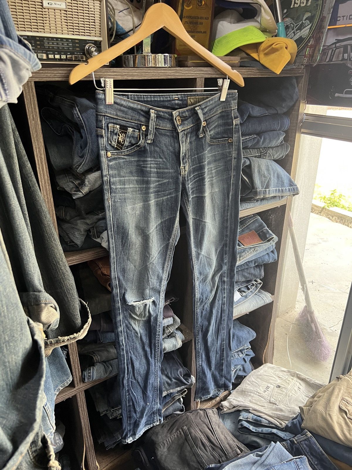 Edwin 🔥Something by Edwin Flared Distressed Denim Size 29" - 4 Thumbnail
