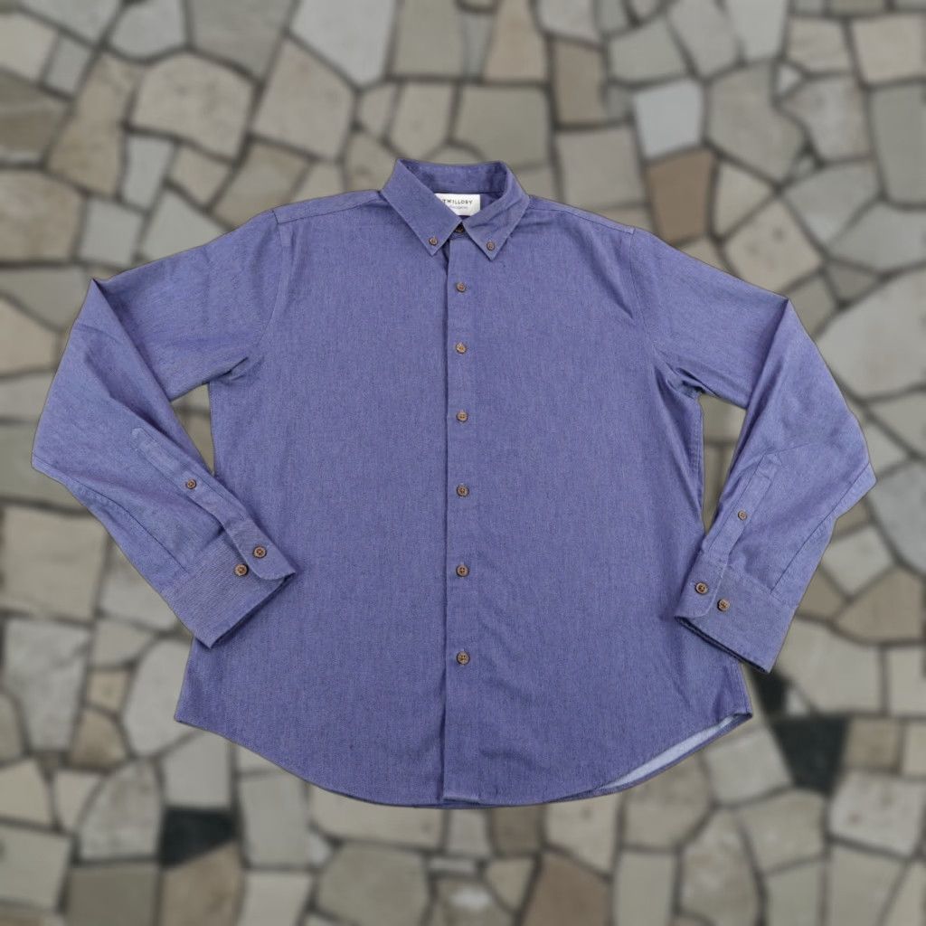 Vintage Twillory Button-Up Shirt Mens Medium Blue Tailored Fit Untuckable Flannel Cotton Polyester Spandex Button Collared Long Sleeve Regular Size M Size US M / EU 48-50 / 2 - 1 Thumbnail